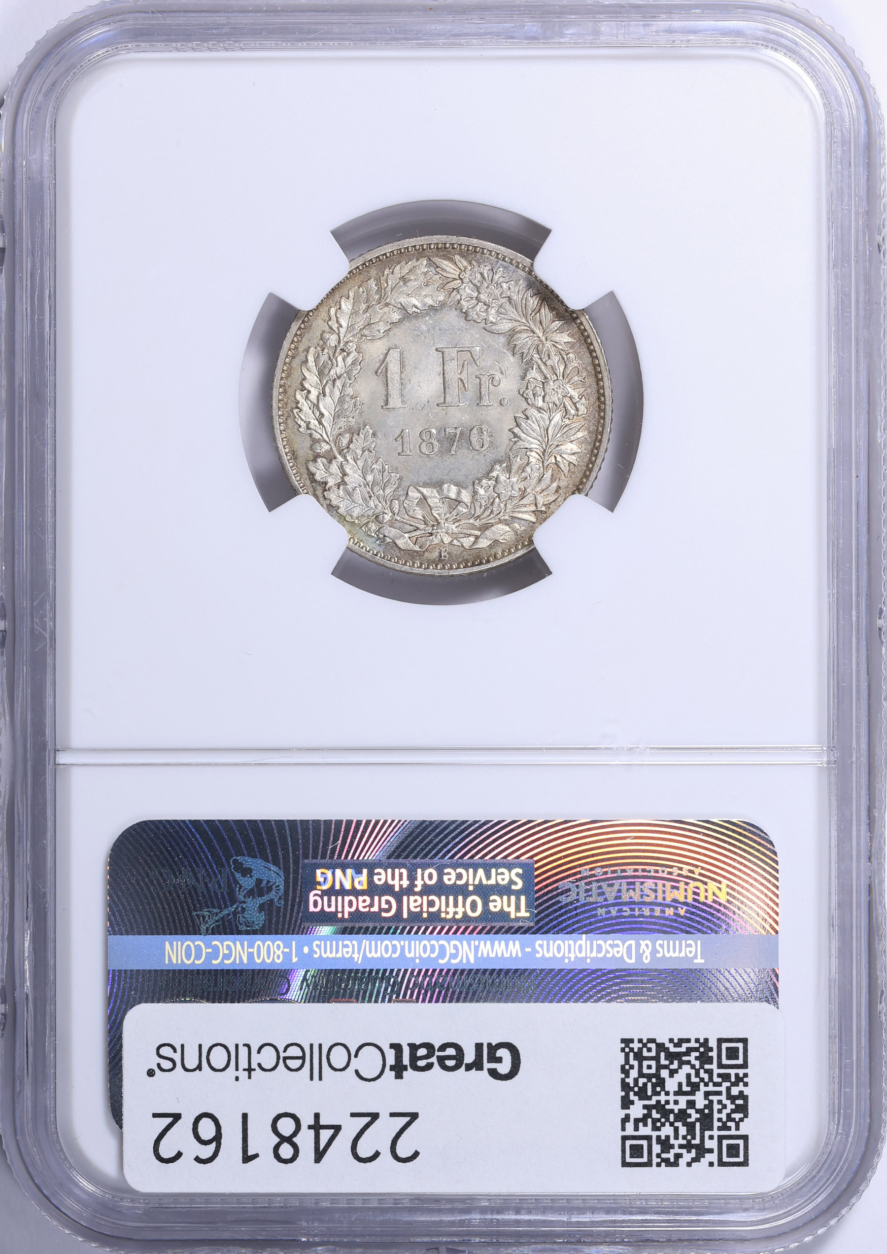 Switzerland 1876-B Silver Franc KM-24 NGC MS-64 (Item 2248162