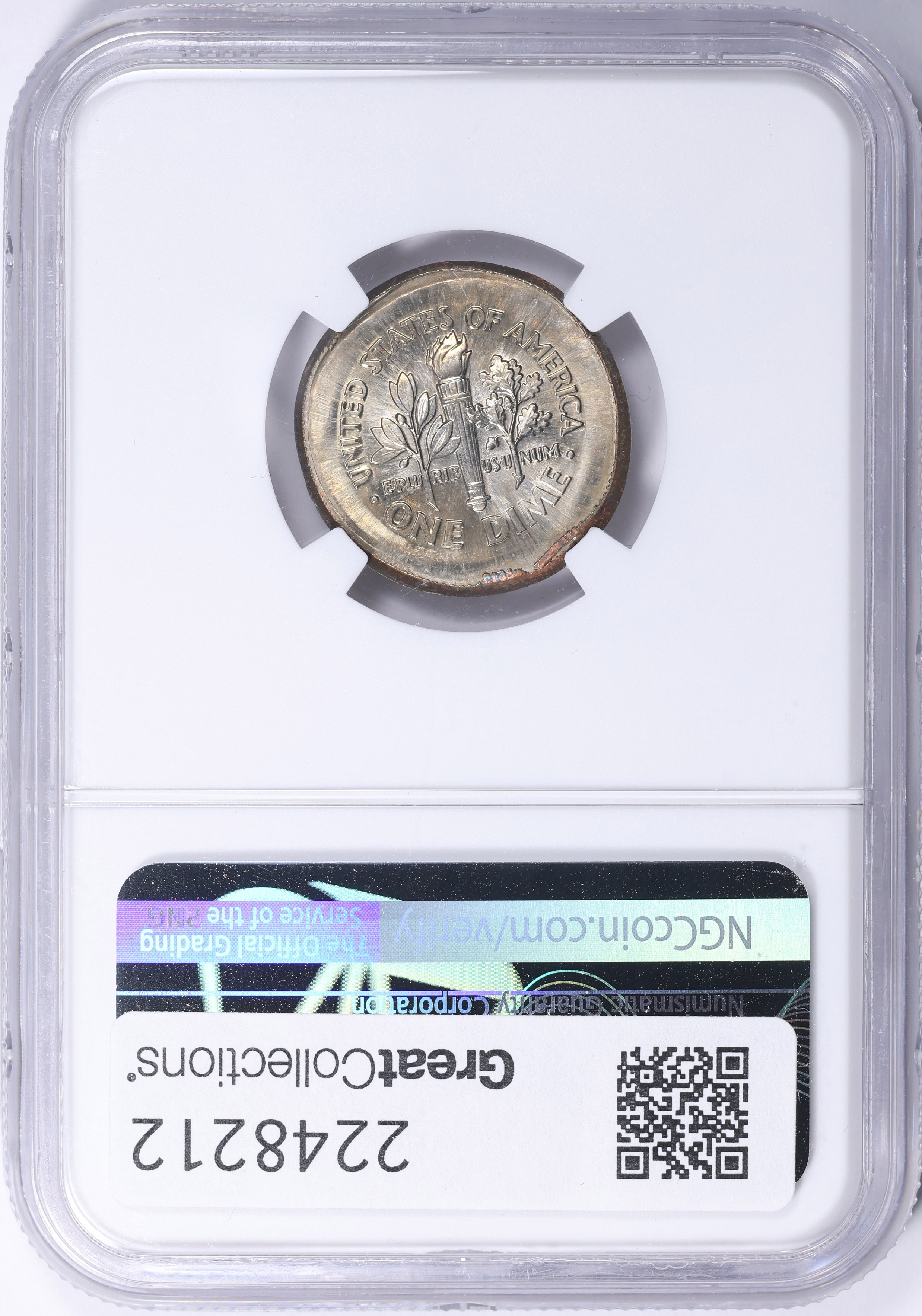 Mint Error Roosevelt Dime Obverse Struck Through Capped Die NGC MS