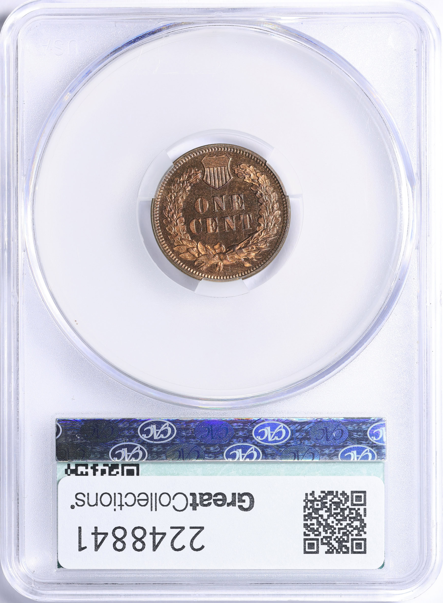 Indian Banknotes Collection 1877 Indian Cent CACG Proof-65 RB (Ex: Larry Shepherd Collection ...