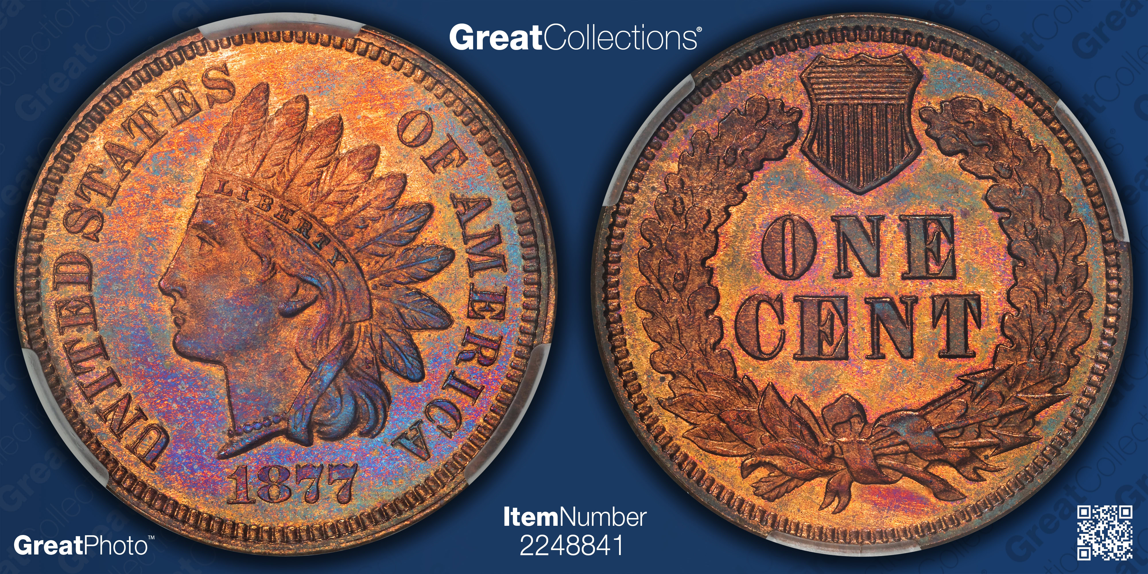 Indian Banknotes Collection 1877 Indian Cent CACG Proof-65 RB (Ex: Larry Shepherd Collection ...