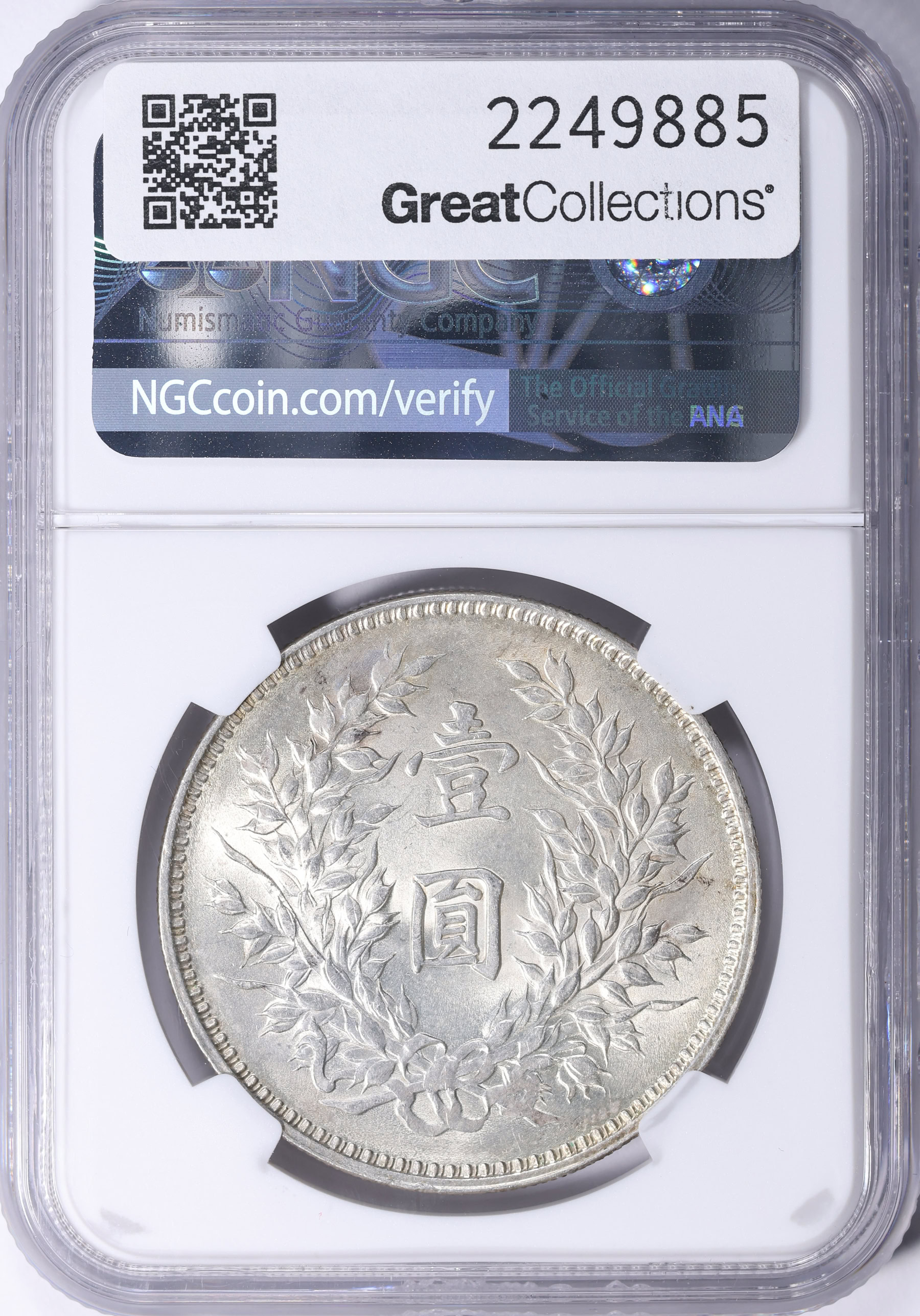 China Year 9 (1920) Silver Dollar Fine Hair Y-329.6 NGC MS-63