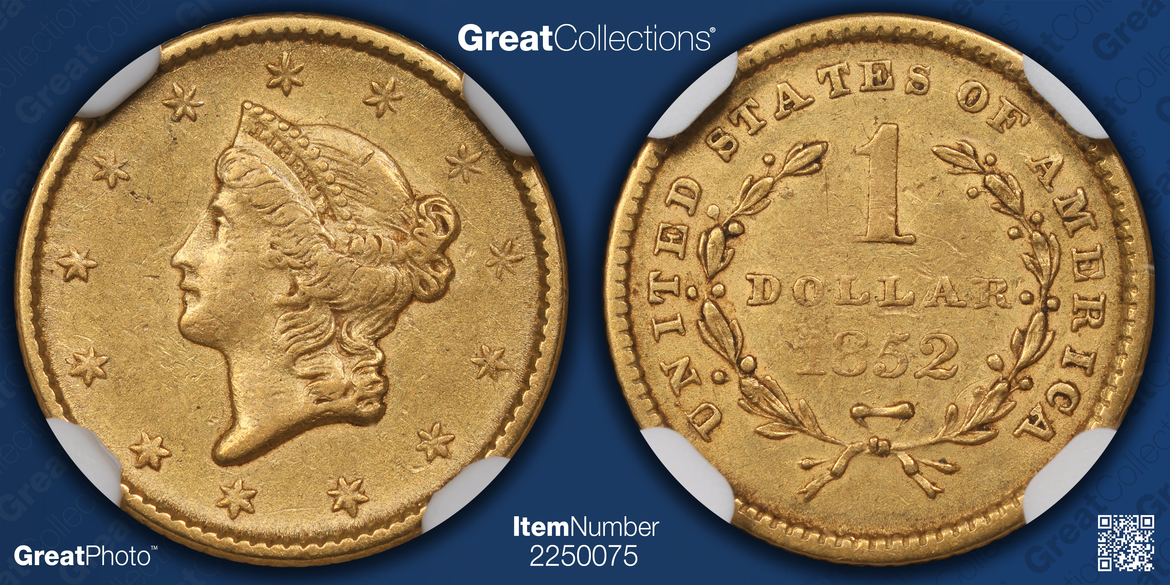 1852 Liberty Gold Dollar NGC AU-55 (Item 2250075