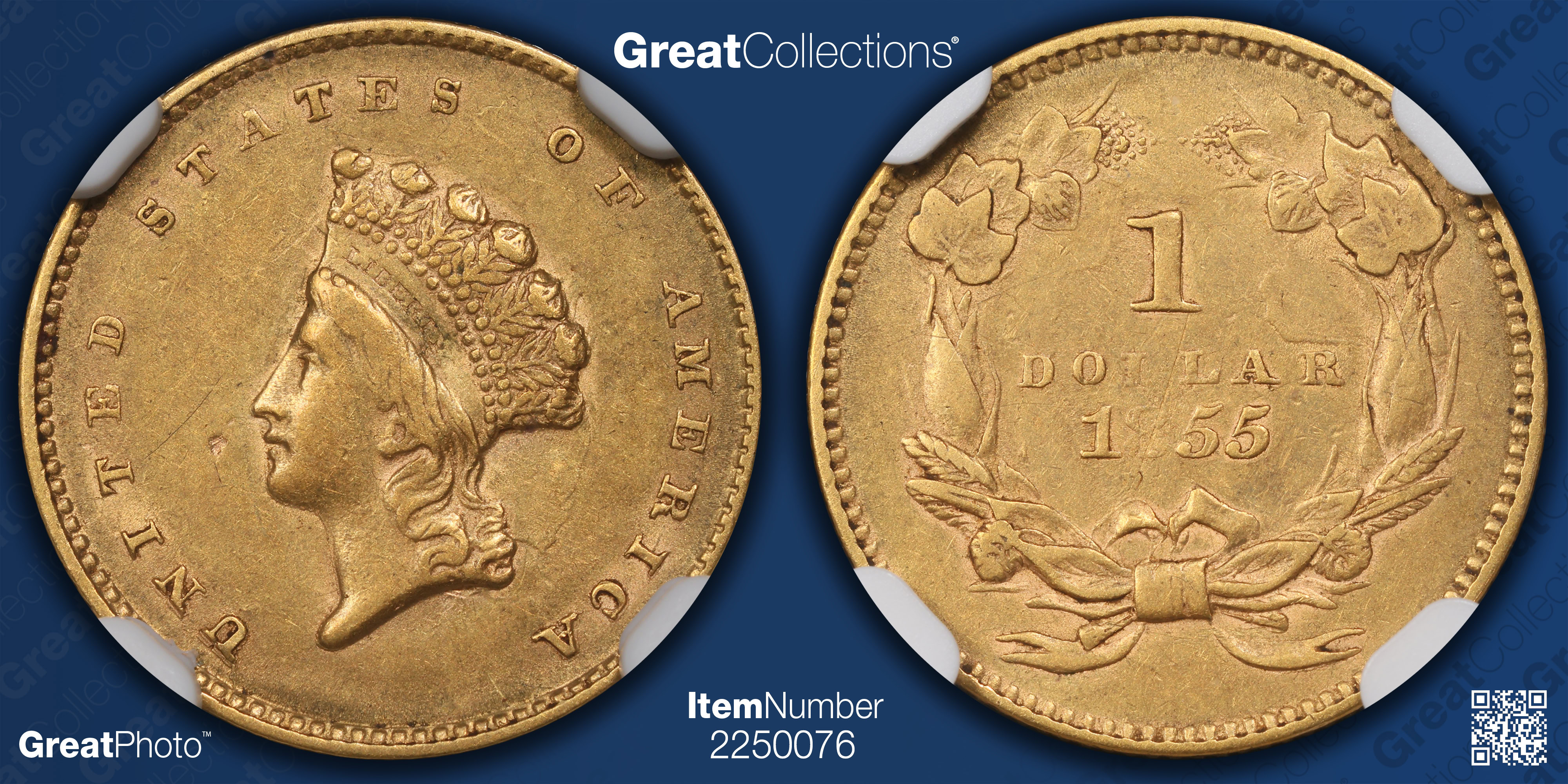 1855 Indian Princess Gold Dollar NGC AU-55 (Item 2250076