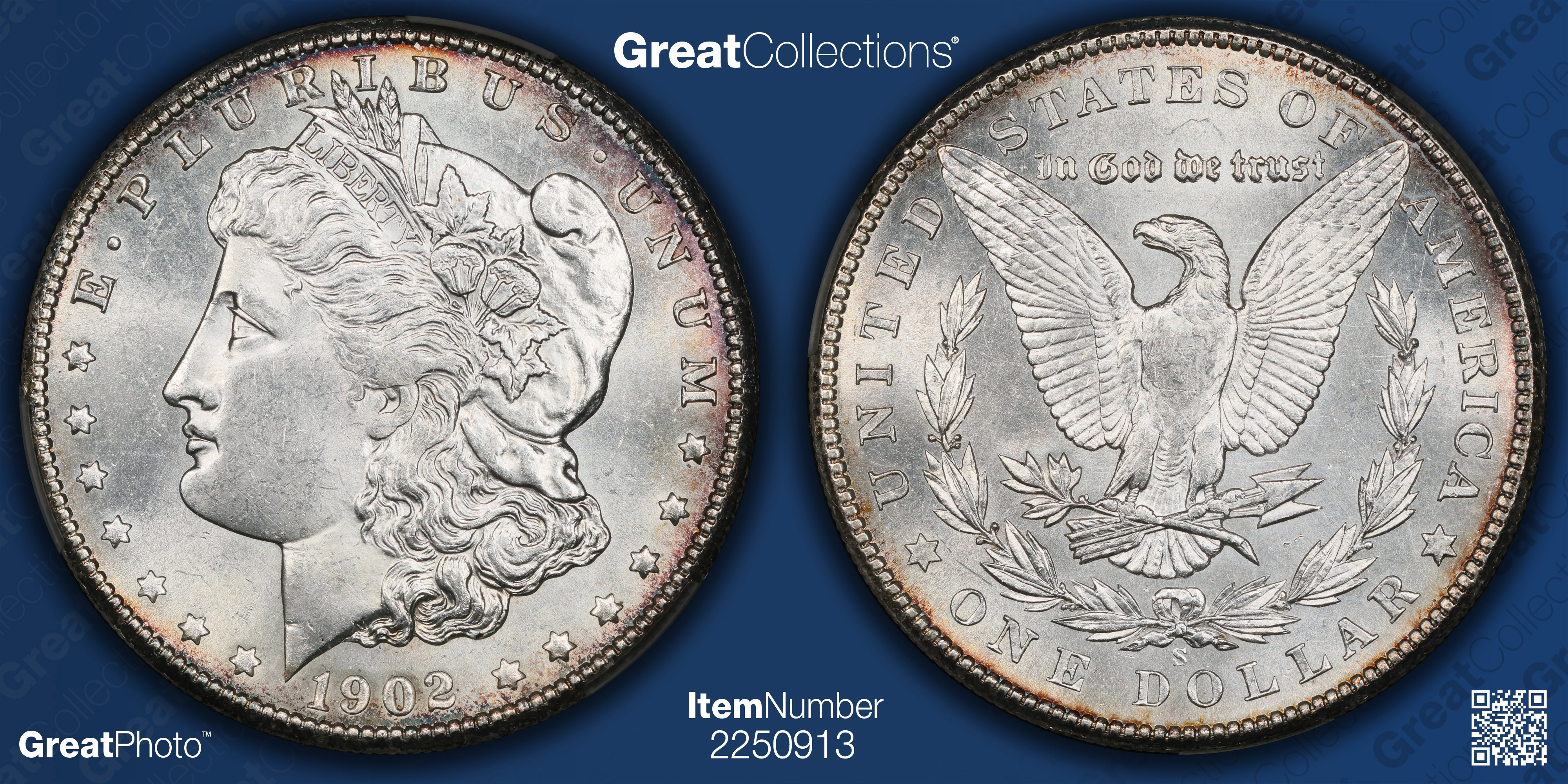 1902-S Morgan Silver Dollar CACG MS-63 (Toned) (Item 2250913