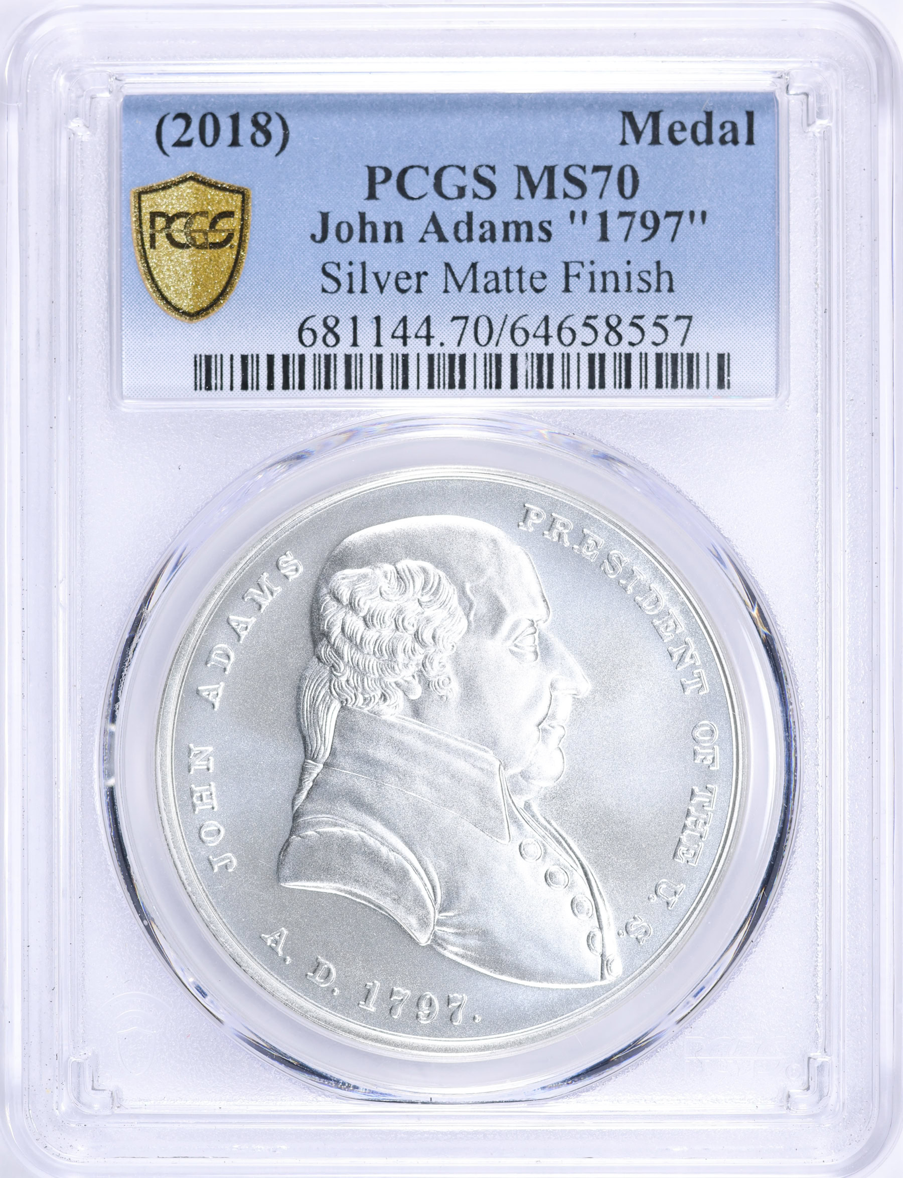 1797-Dated (2018) Silver John Adams Matte Finish U.S. Mint Medal