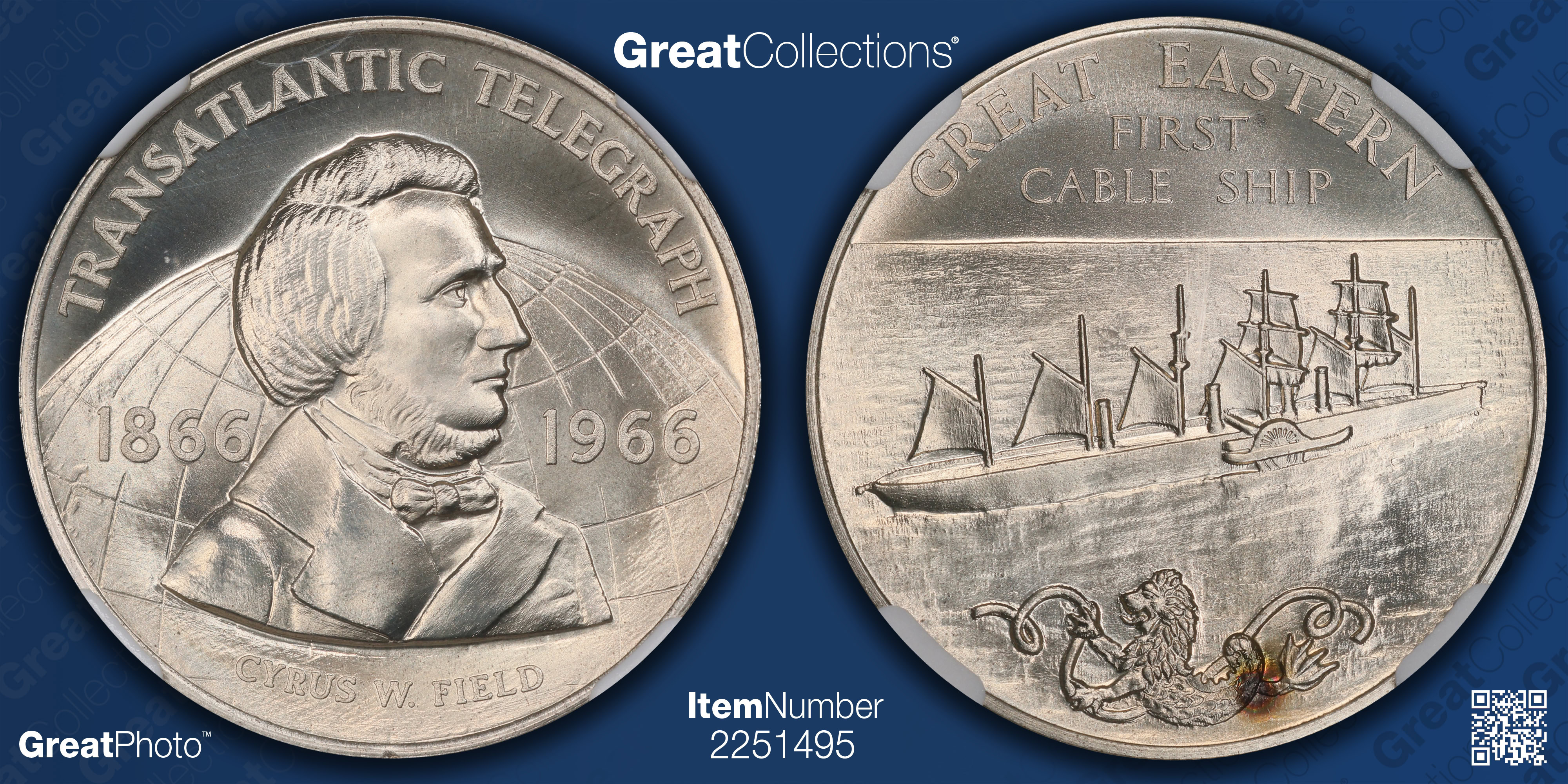 1966 Silver Transatlantic Telegraphy Great Eastern Heraldic Art