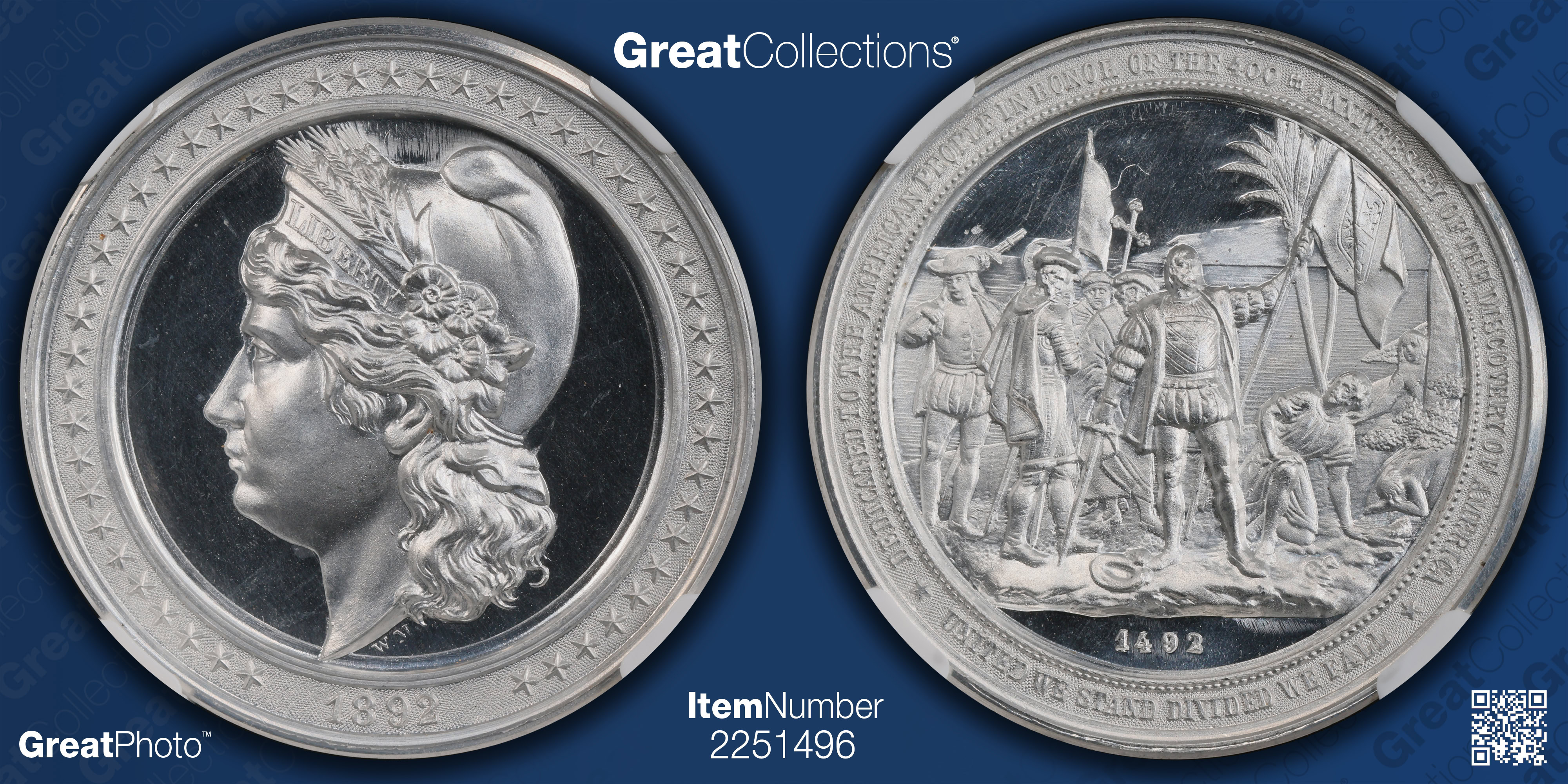 1892 World's Columbian Exposition Liberty Head High Relief So