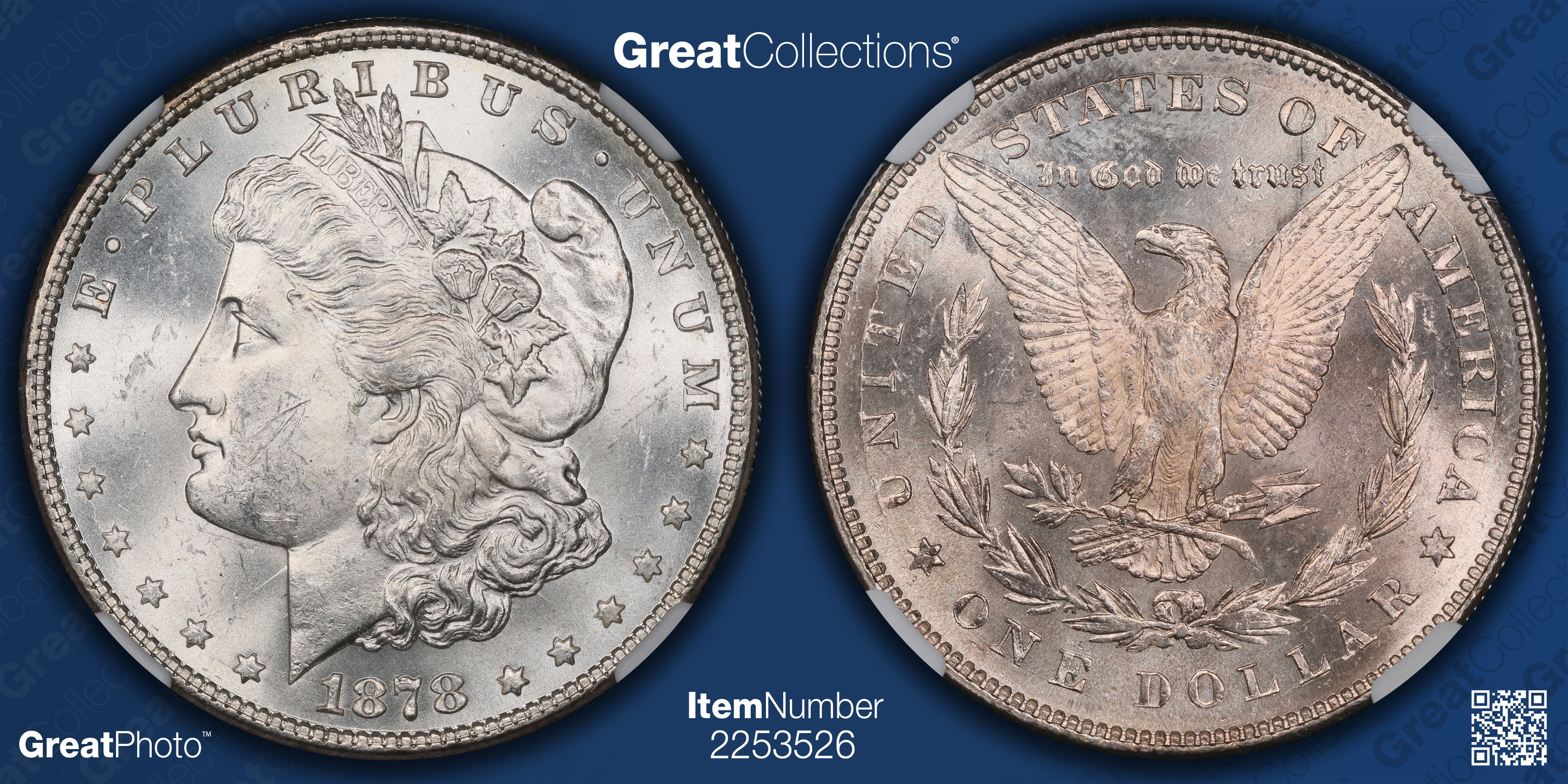 1878 7/8TF Morgan Silver Dollar 7/7TF and Clash VAM-42A NGC MS-63