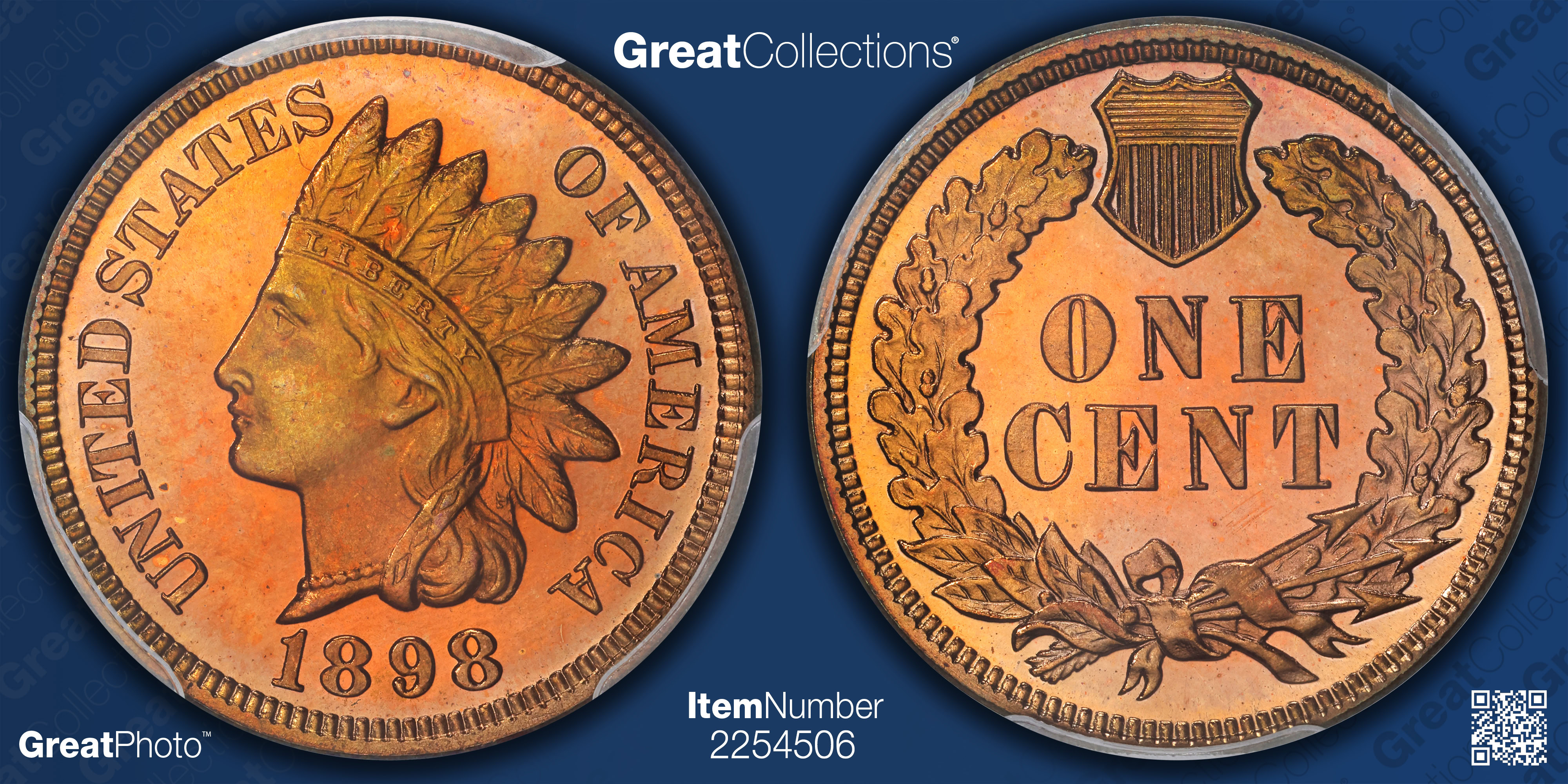 1898 Indian Cent PCGS Proof-67+ RB (CAC Green) (Item 2254506