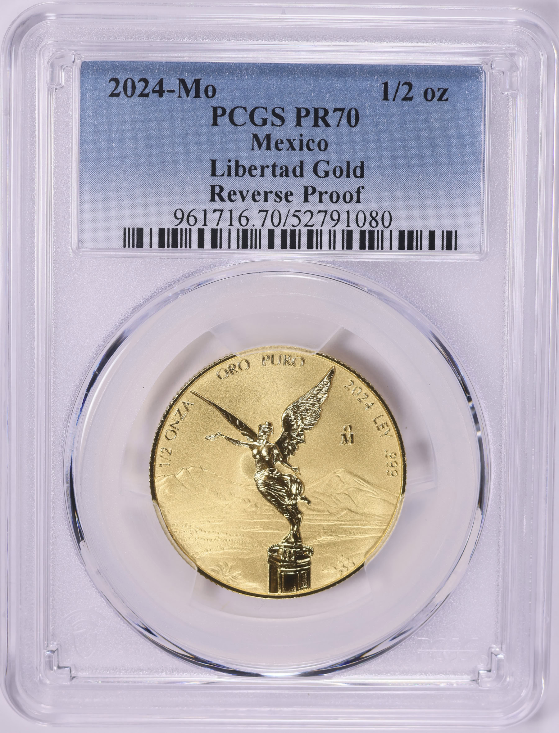 Mexico 2024-Mo Gold 1/2 Onza Libertad Reverse Proof KM-674 PCGS