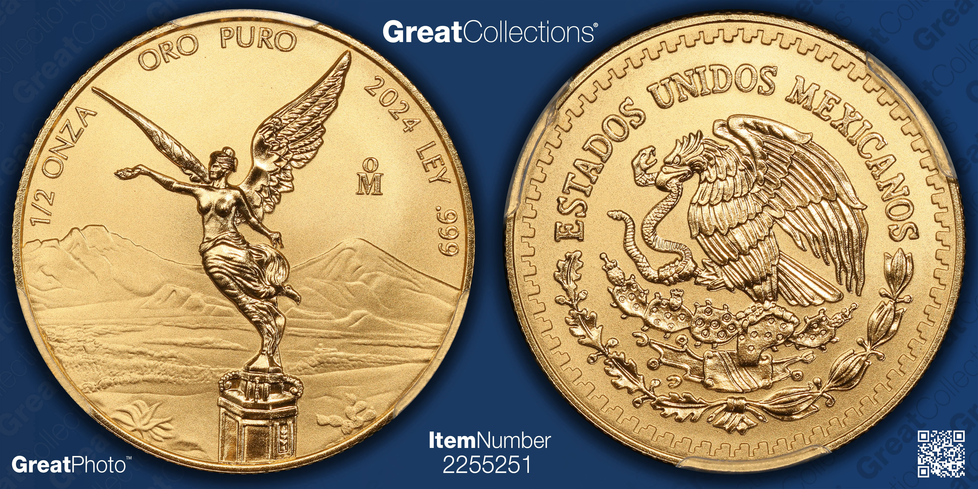 Mexico 2024-Mo Gold 1/2 Onza Libertad Reverse Proof KM-674 PCGS