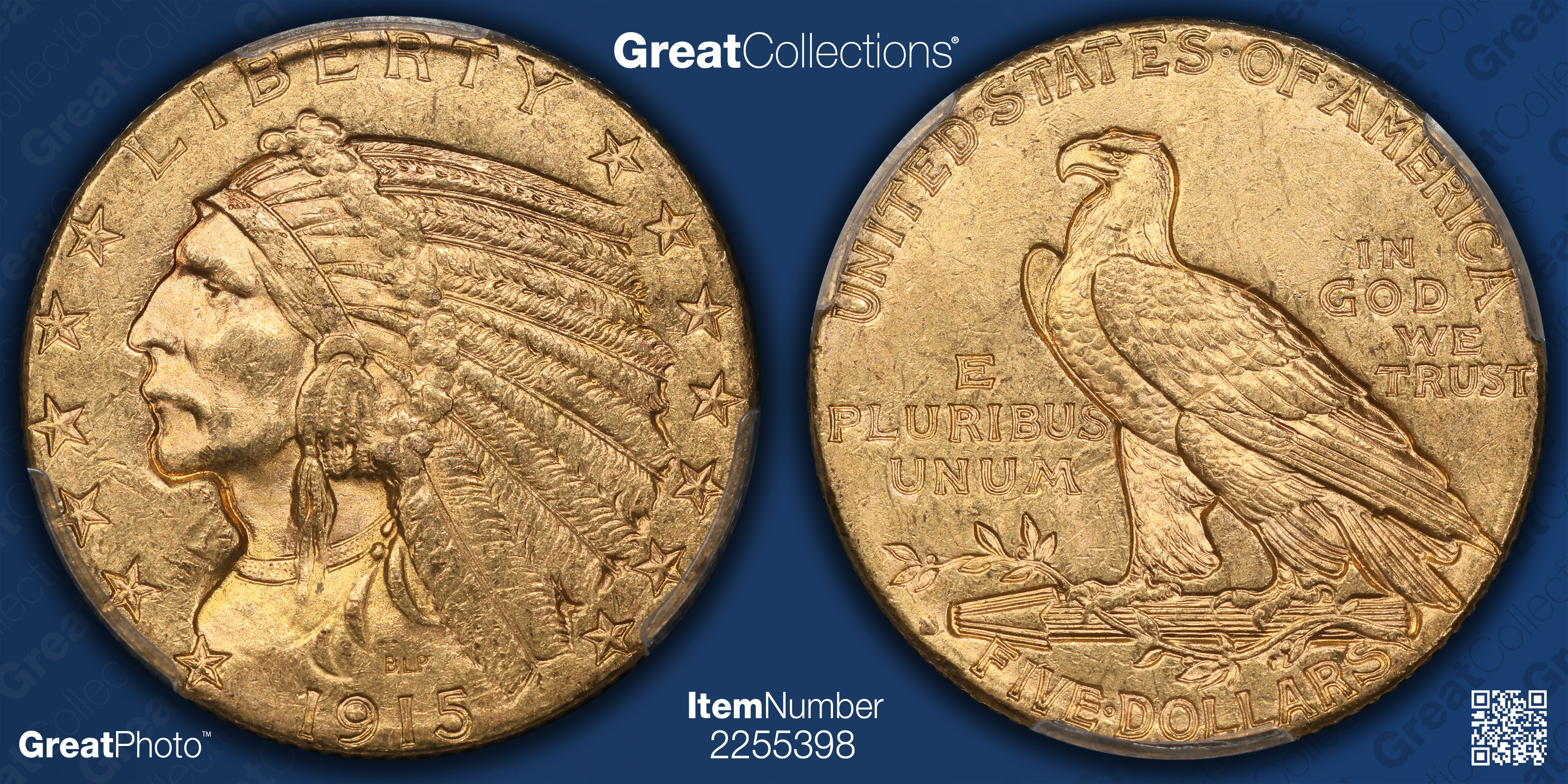 1915-S Indian Gold Half Eagle PCGS MS-62 (Item 2255398
