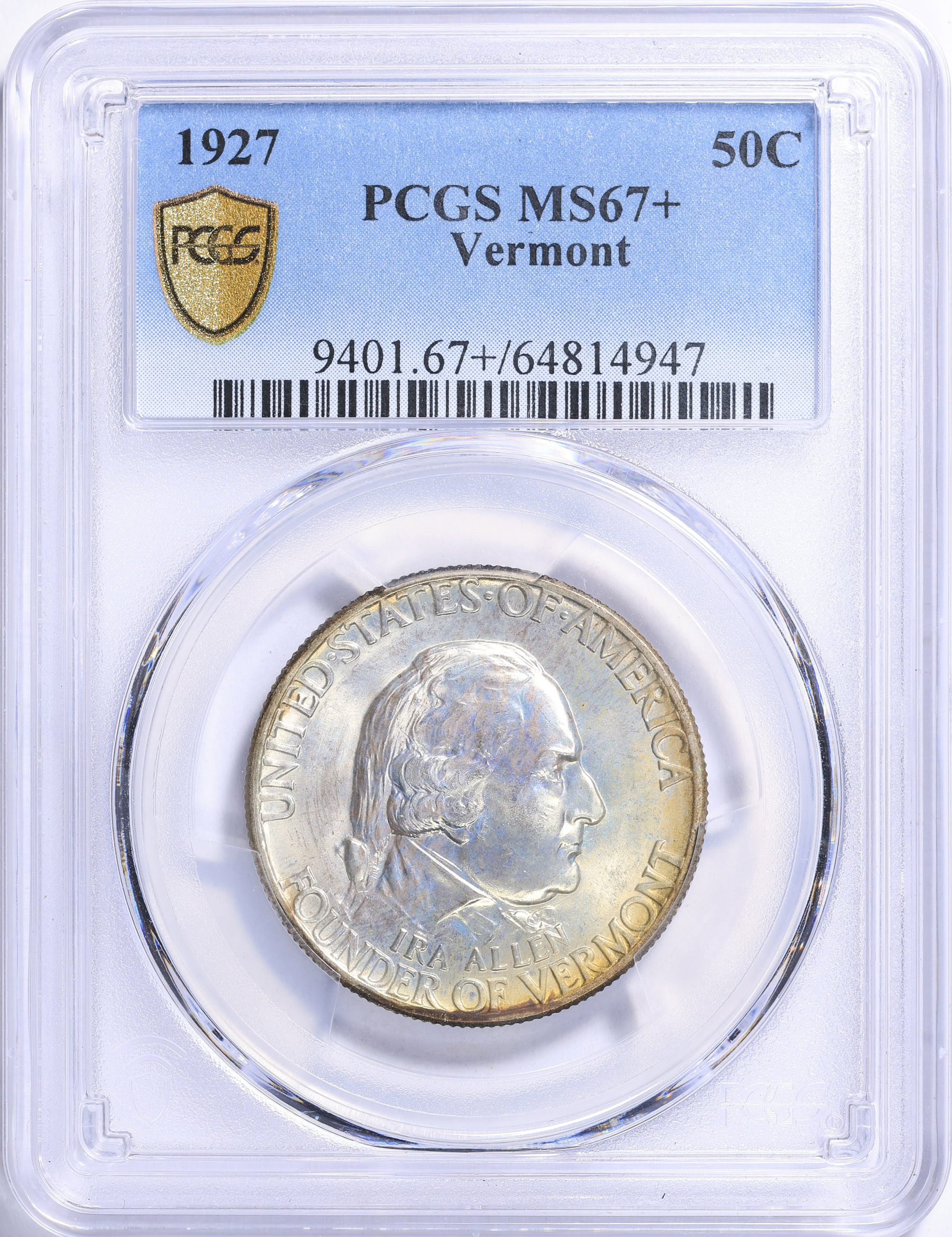 2026SUMMERSALE中ドグラ　アニマル&ゴットNO.2 1927 Vermont Sesquicentennial Half Dollar PCGS MS-67+ (Toned