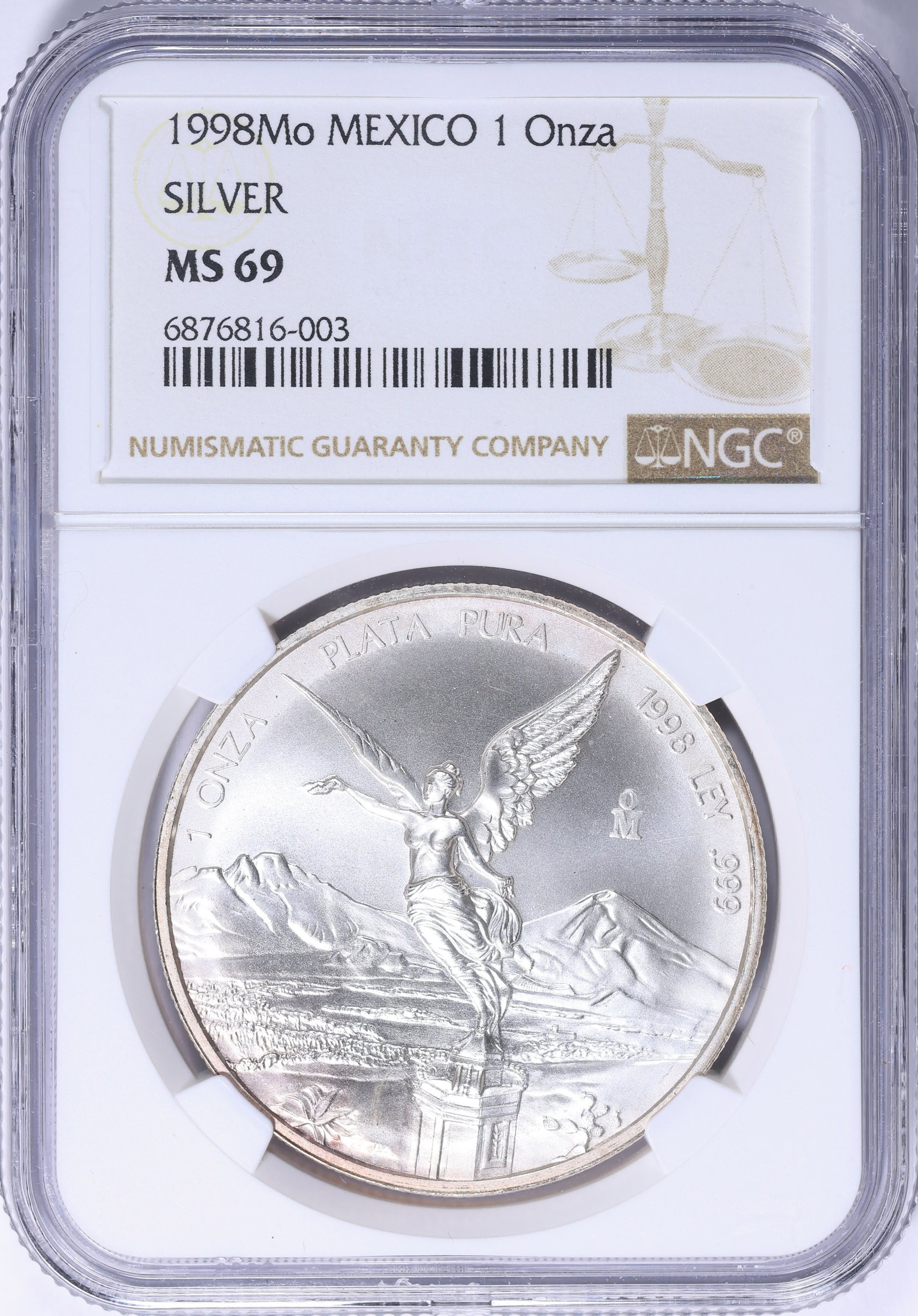 Mexico 1998-Mo Silver Onza Libertad KM-613 NGC MS-69 (Item 2255637