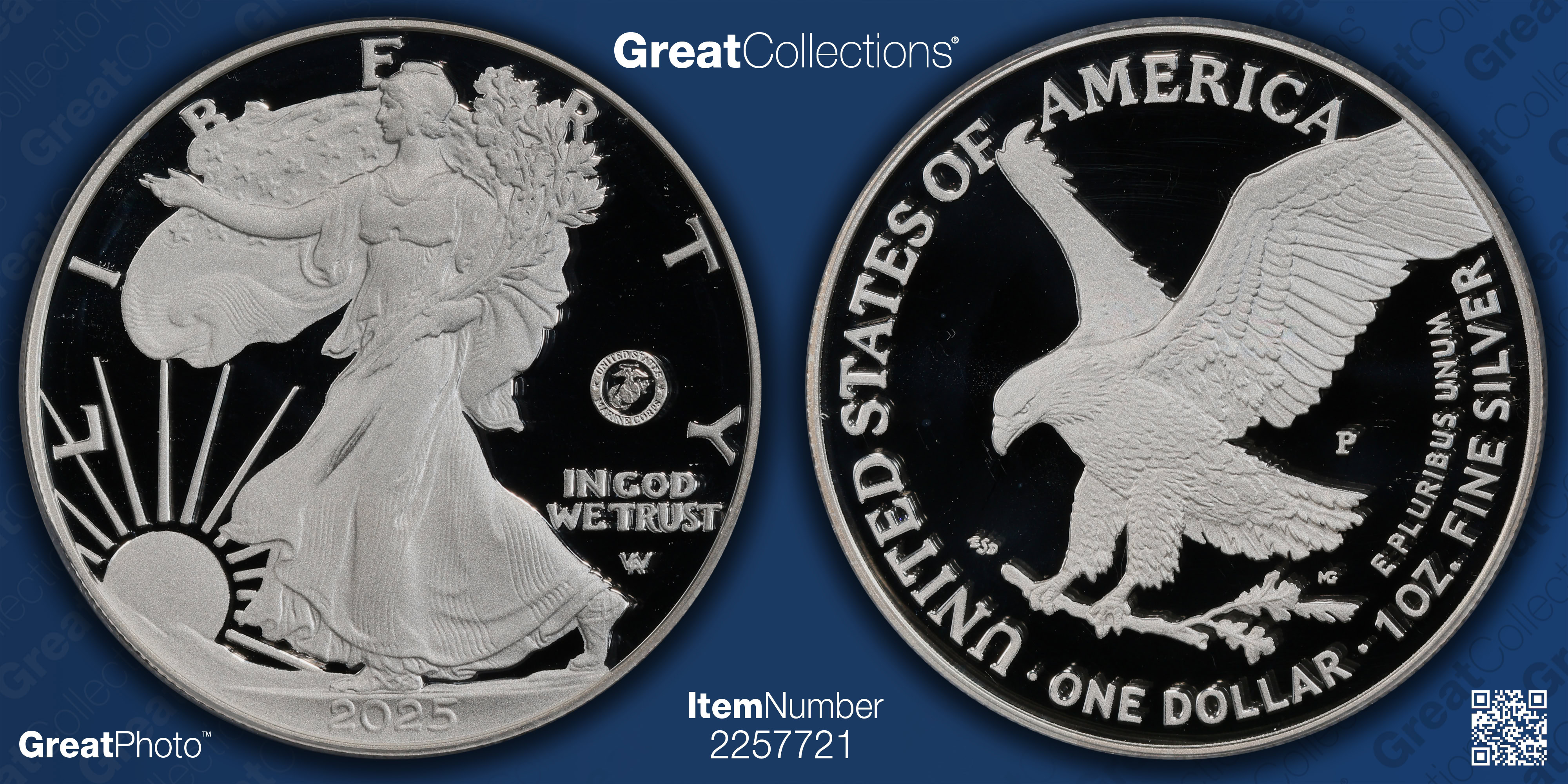 2025-P $1 Silver Eagle U.S. Marine Corps Privy 250th Anniversary