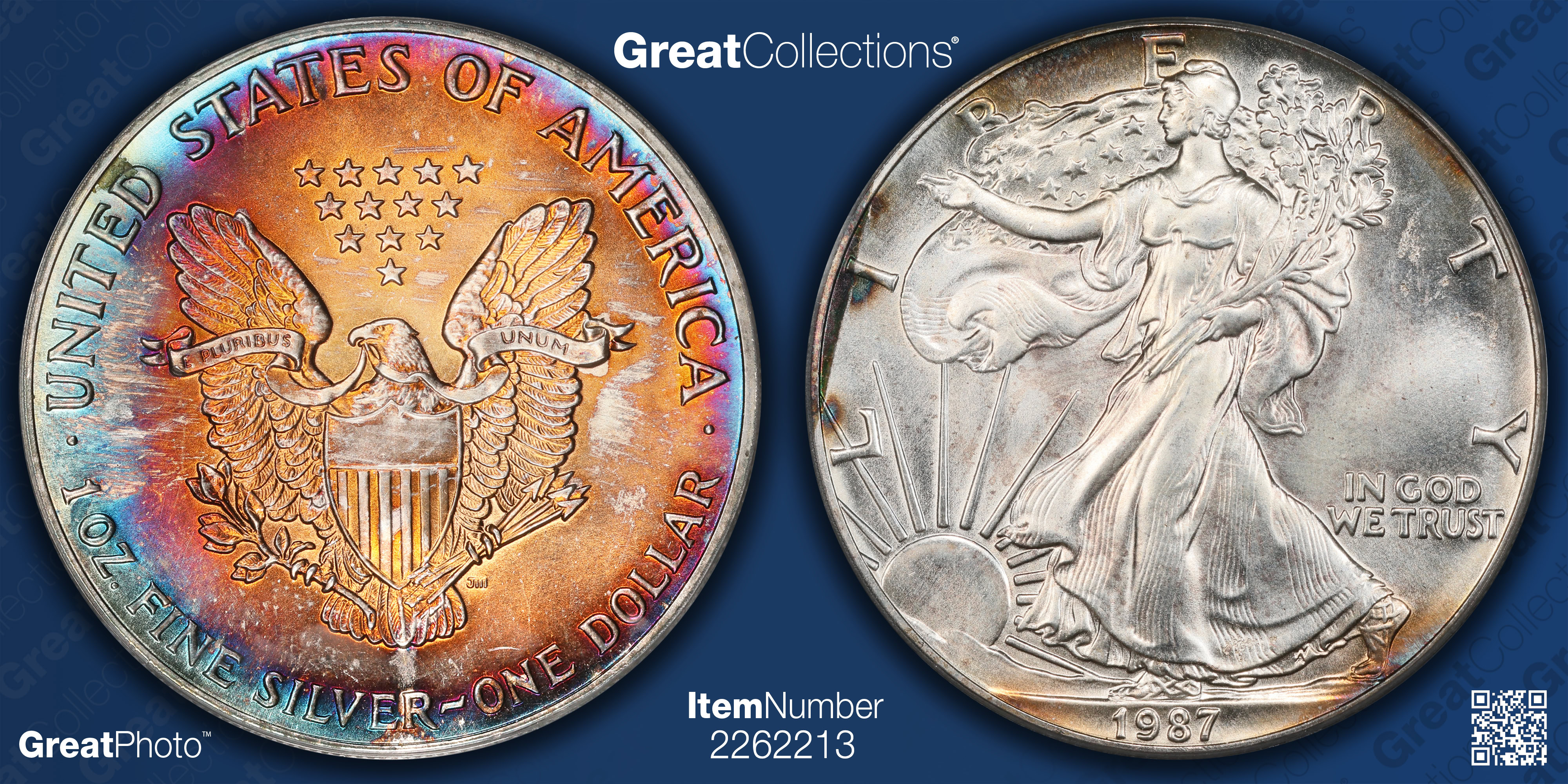 1987 $1 Silver Eagle PCGS MS-67 (Toned) (Item 2262213