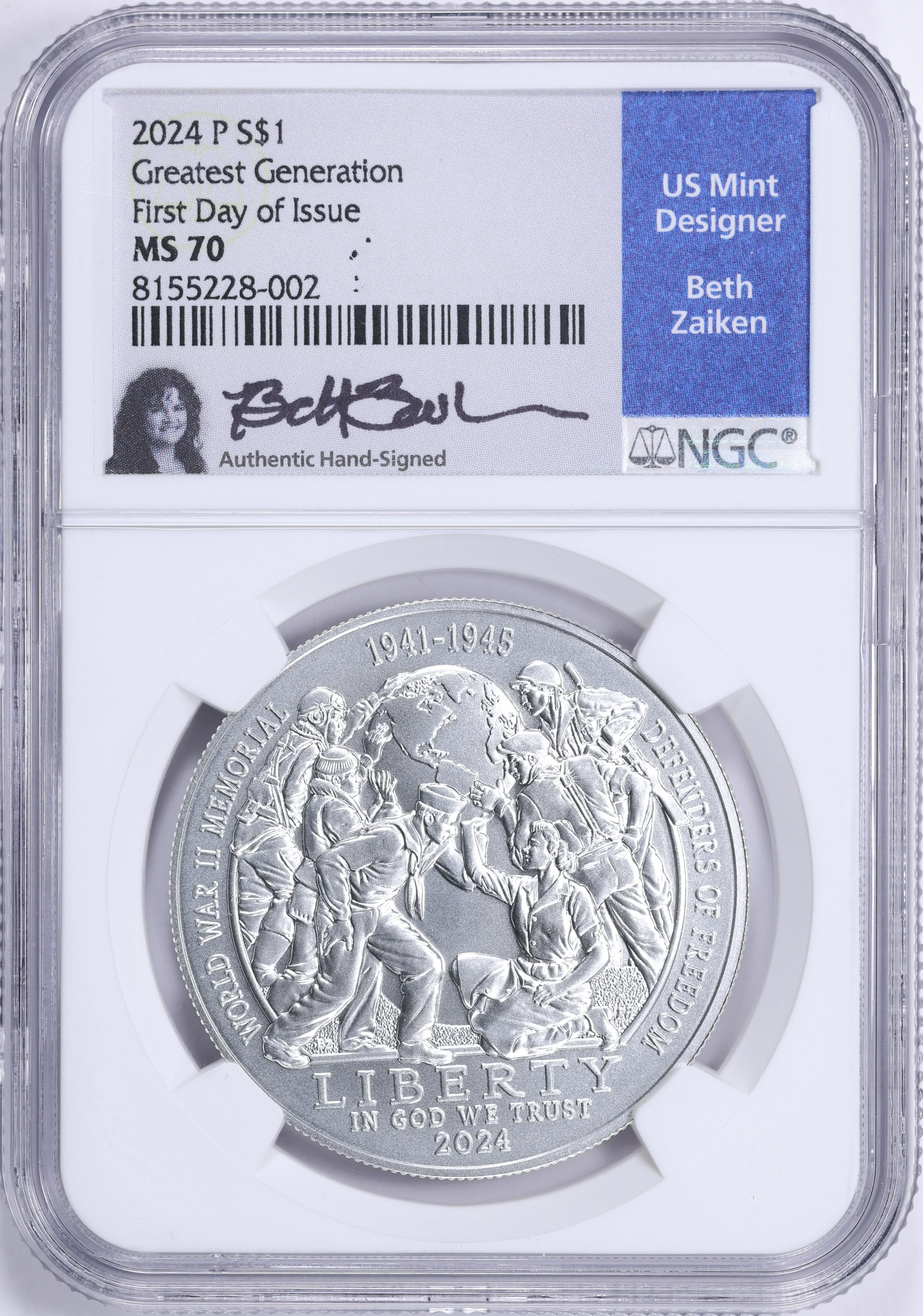2024-P Commemorative Greatest Generation First Day of Issue NGC MS