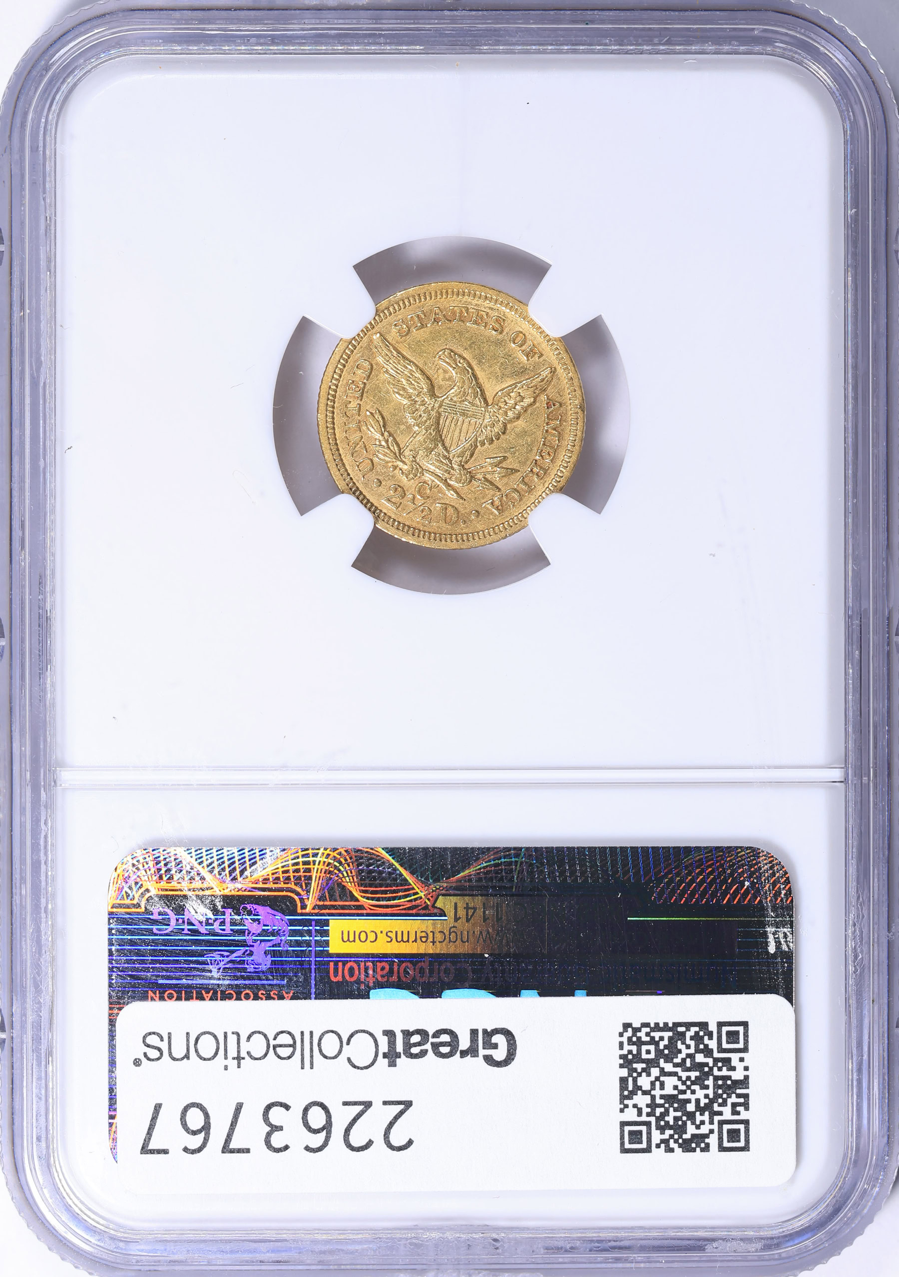 1858-C Liberty Gold Quarter Eagle NGC AU-58 (Item 2263767