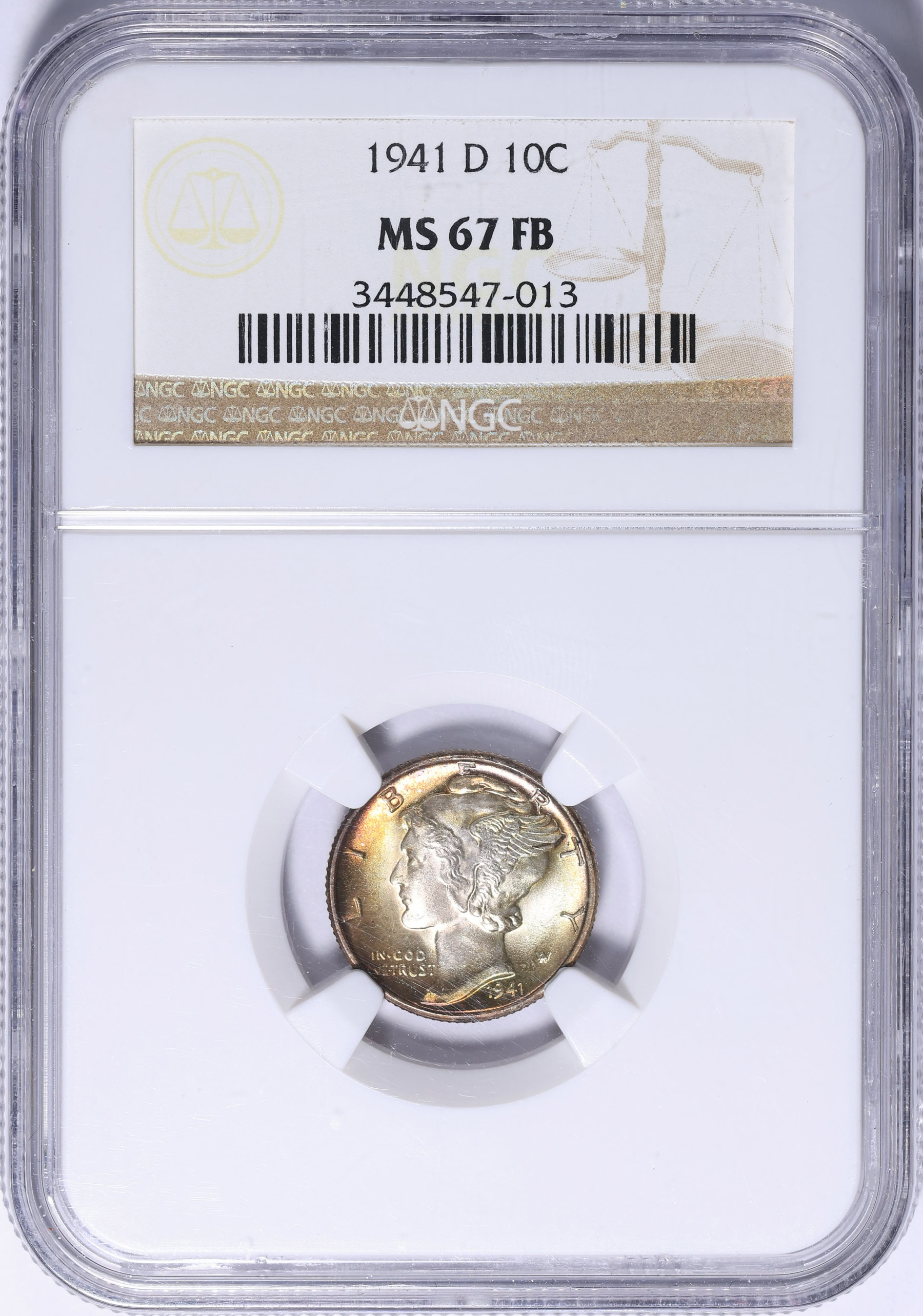 1941-D Mercury Dime NGC MS-67 FB (Toned) (Item 2266377