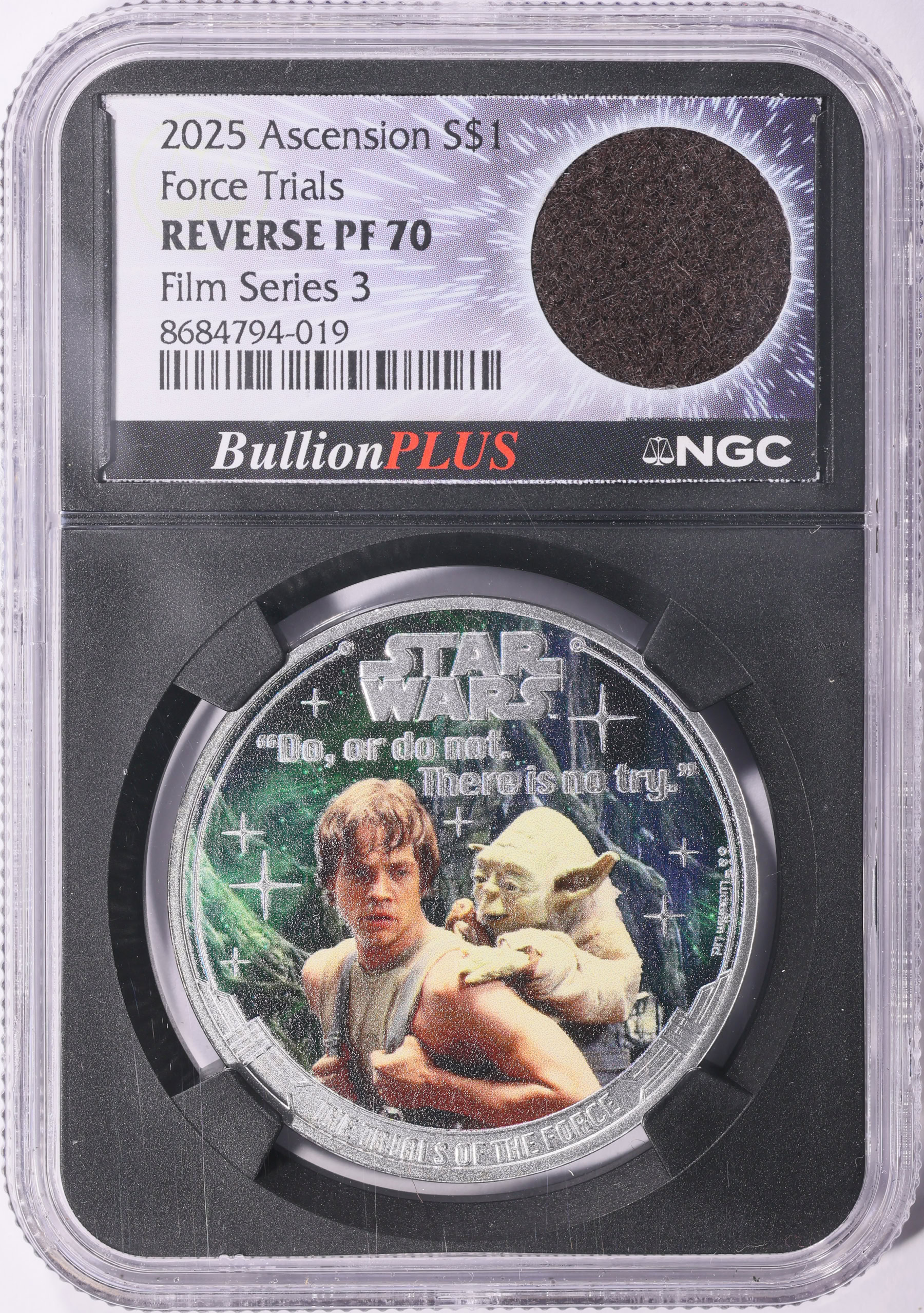 Trial Robe Ascension Island 2025 Silver $1 Force Trials Reverse Proof Colorized ...