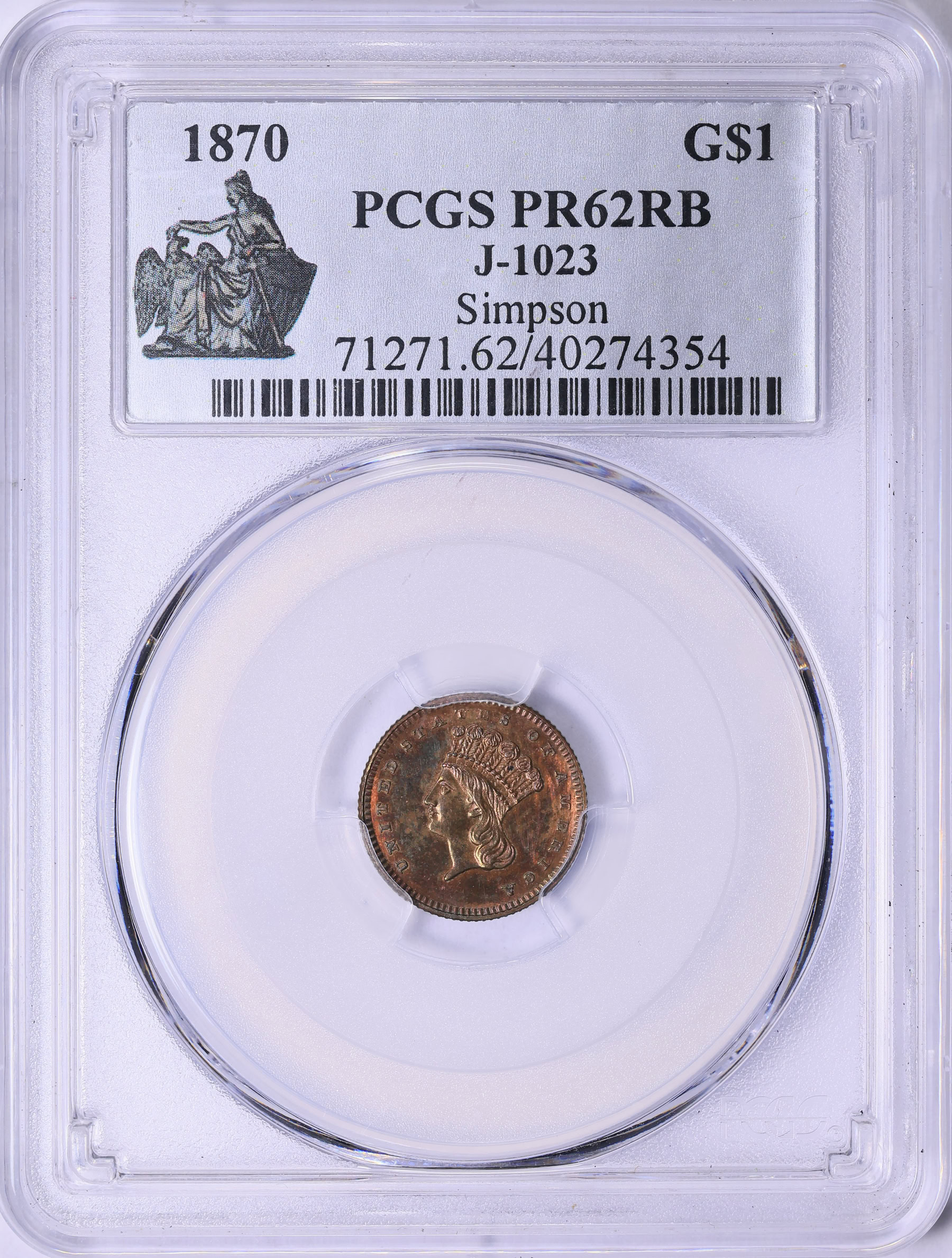 h*送様 【激レア！PCGS誤植品】 安政一分銀 Caタイプ PCGS MS62 Pattern 1870 G$1 J-1023 PCGS Proof-62 RB (Simpson Collection