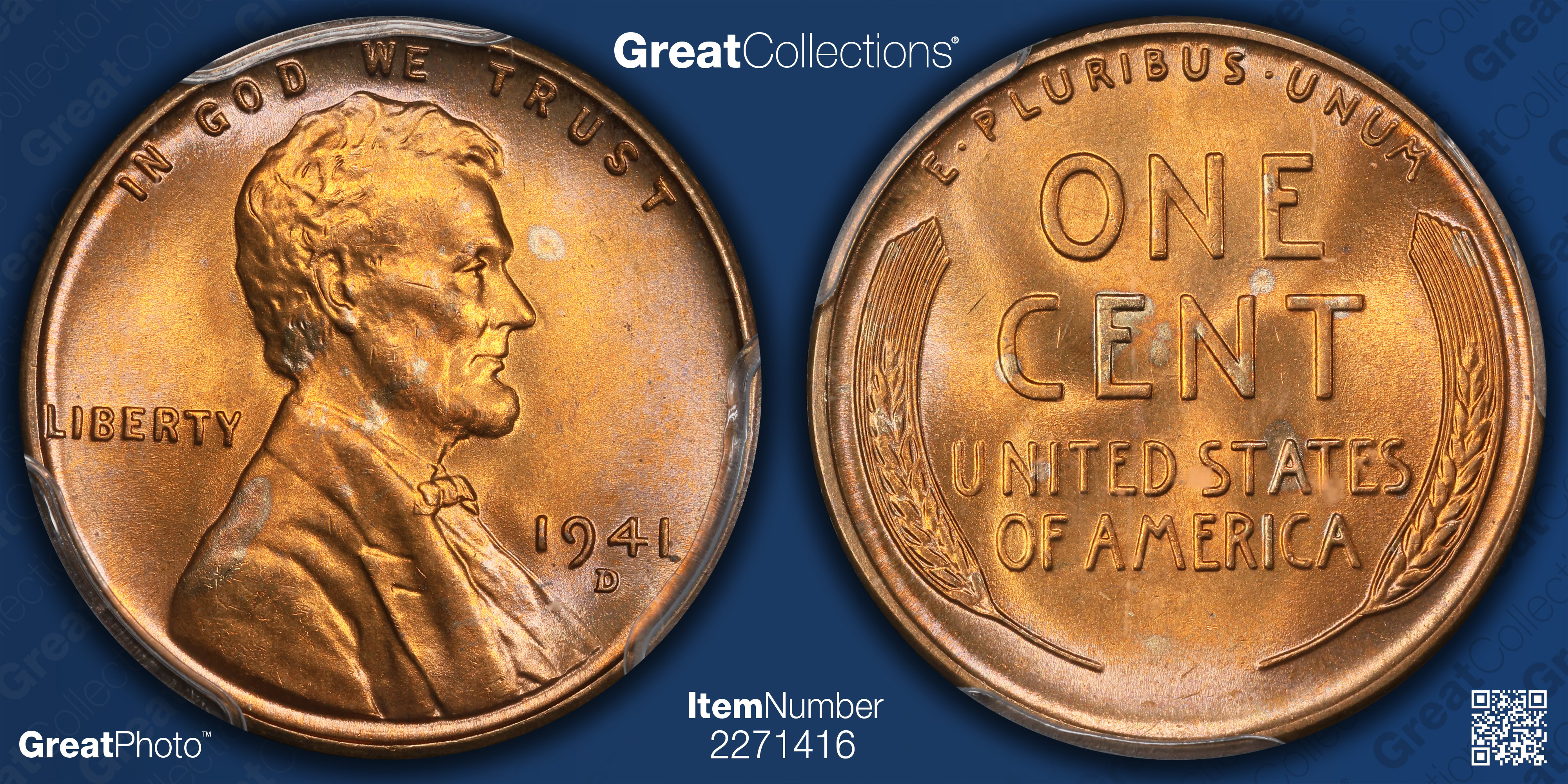 1941-D Lincoln Cent PCGS MS-67 RD (Item 2271416