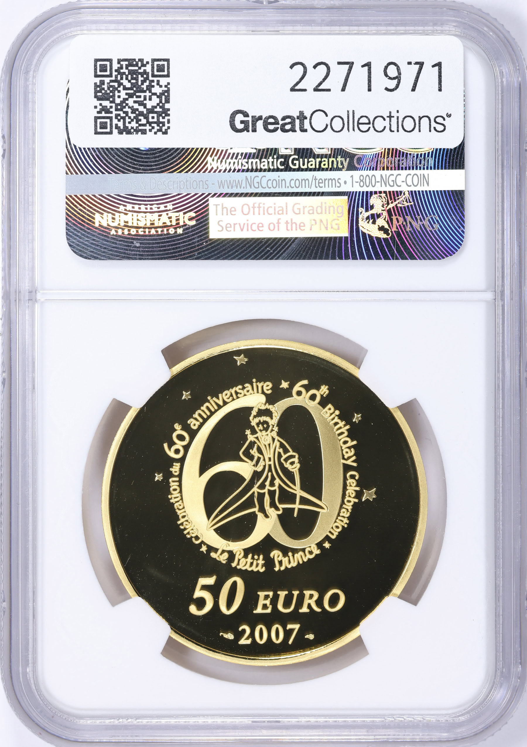France 2007 Gold €50 Le Petit Prince KM-1466 NGC Proof-70 UC (AGW