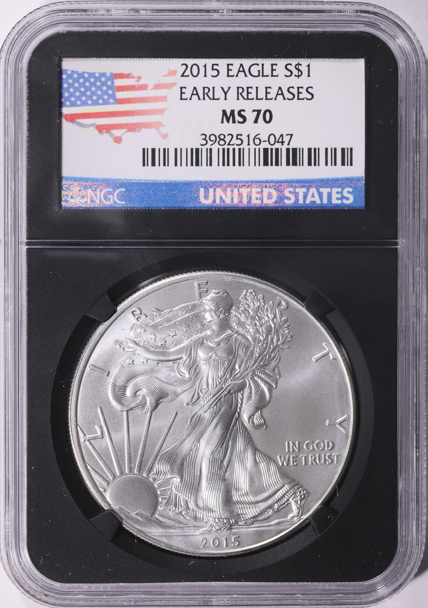 2015 $1 Silver Eagle Early Releases NGC MS-70 (U.S. Map Label