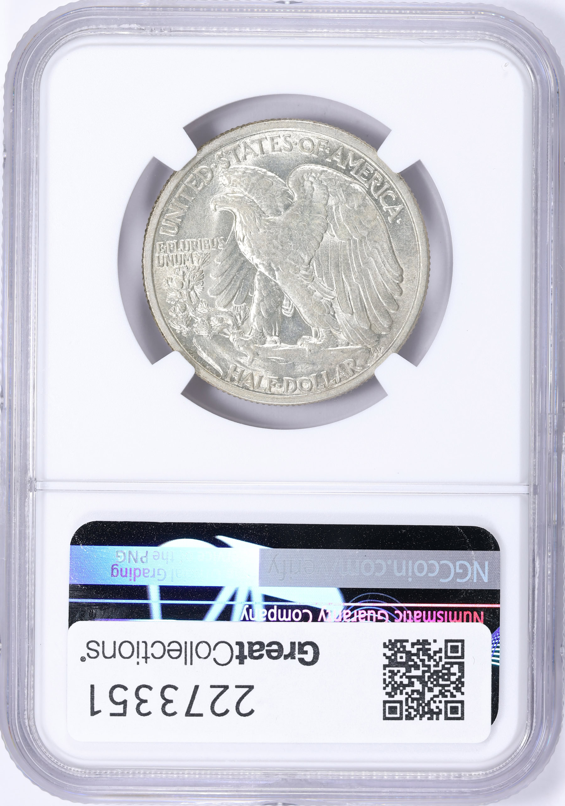 1917-D Walking Liberty Half Dollar Obverse Mintmark NGC AU-58