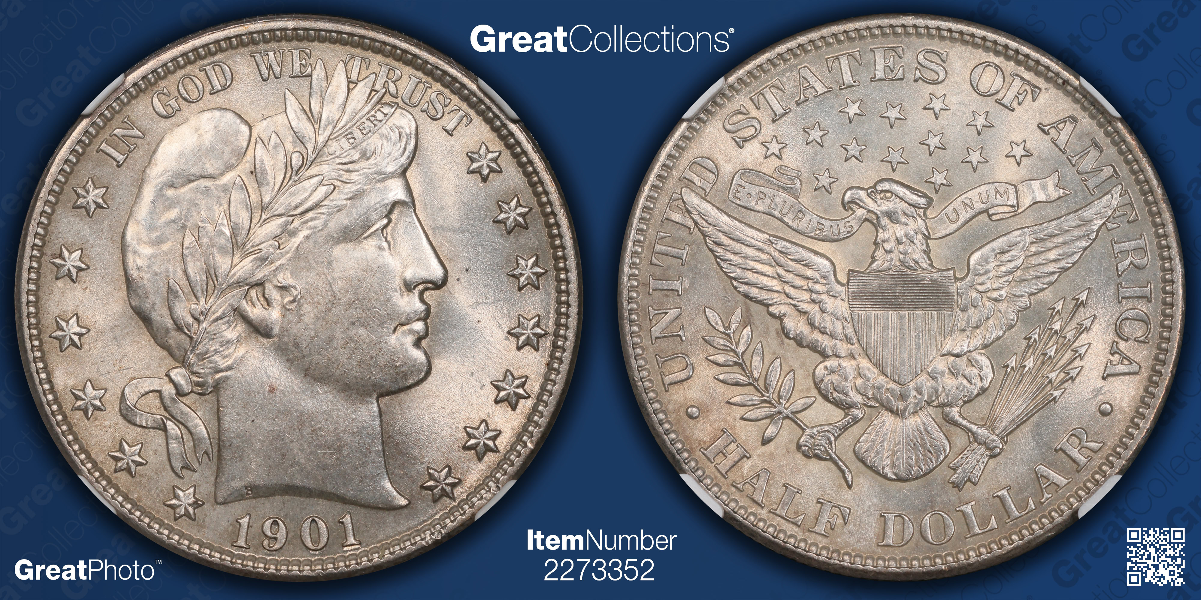 1901 Barber Half Dollar NGC MS-62 (Item 2273352