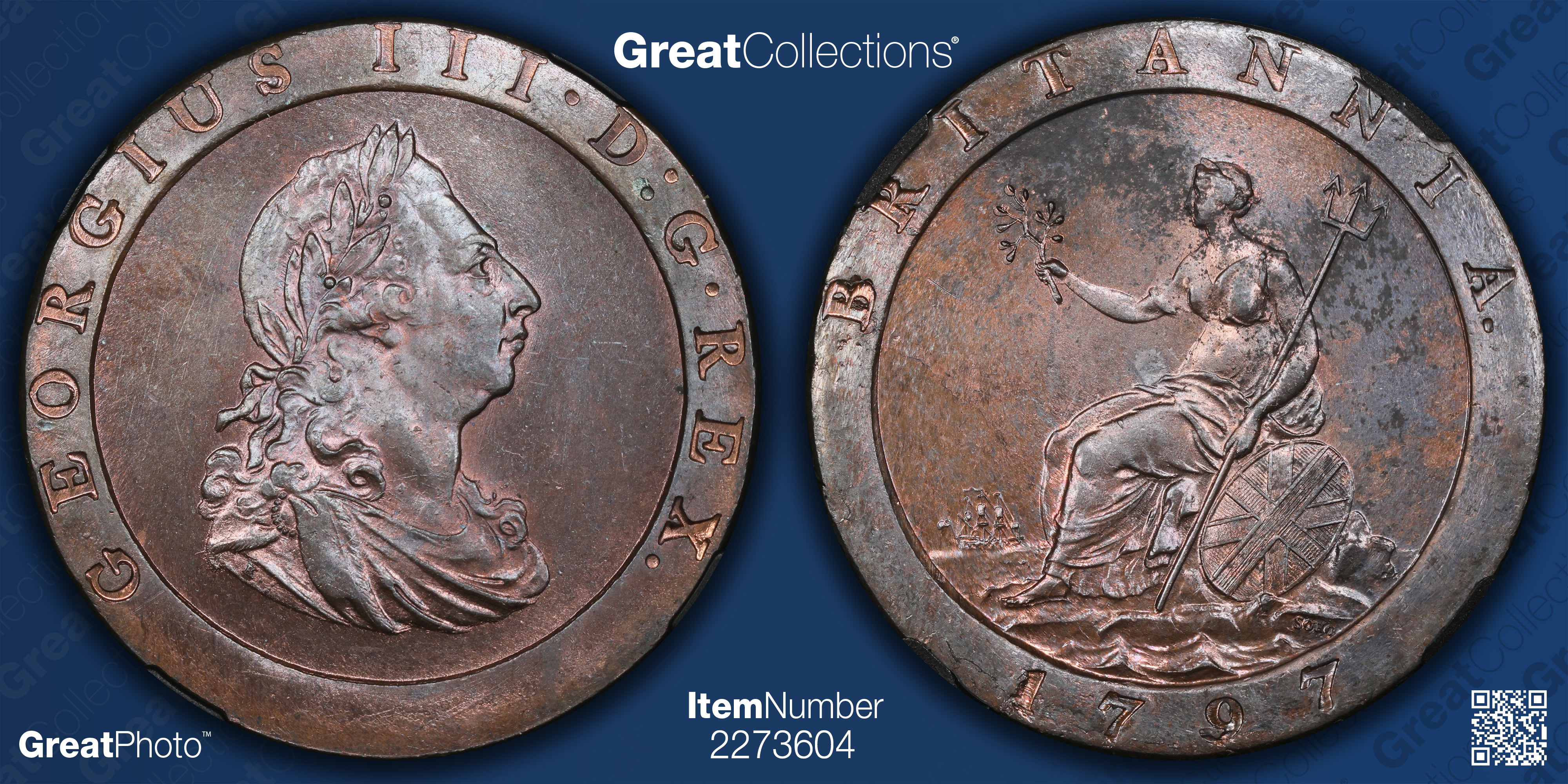 Great Britain 1797-SOHO Penny KM-618 NGC MS-63 BN (VaultBox Black