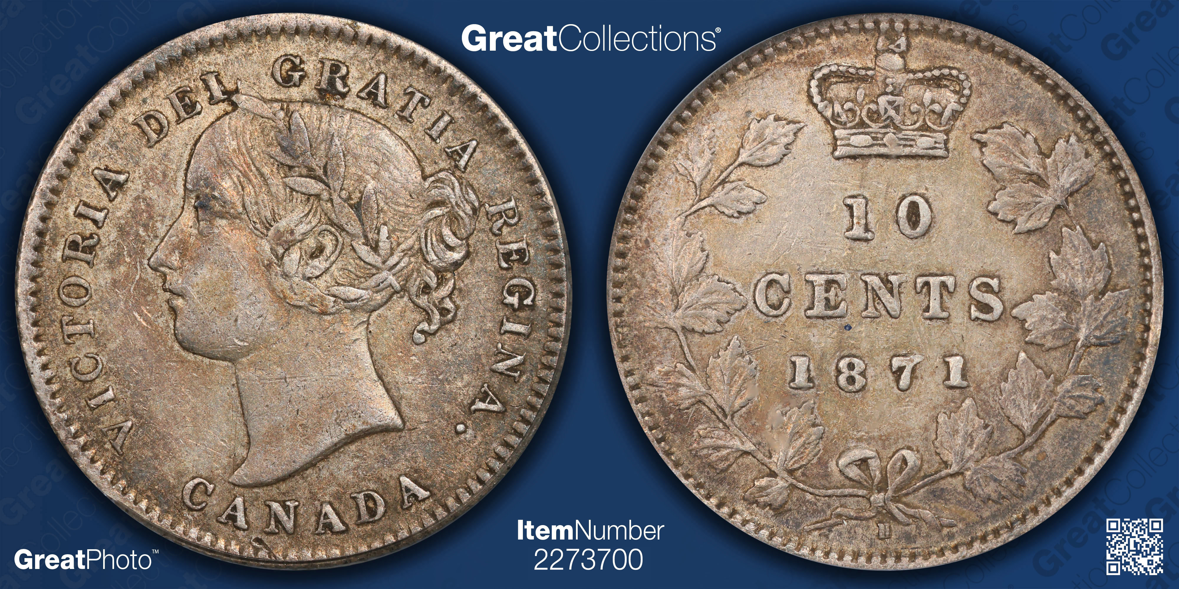 Canada 1871-H Silver 10 Cents KM-3 PCGS XF-45 (Item 2273700 ...