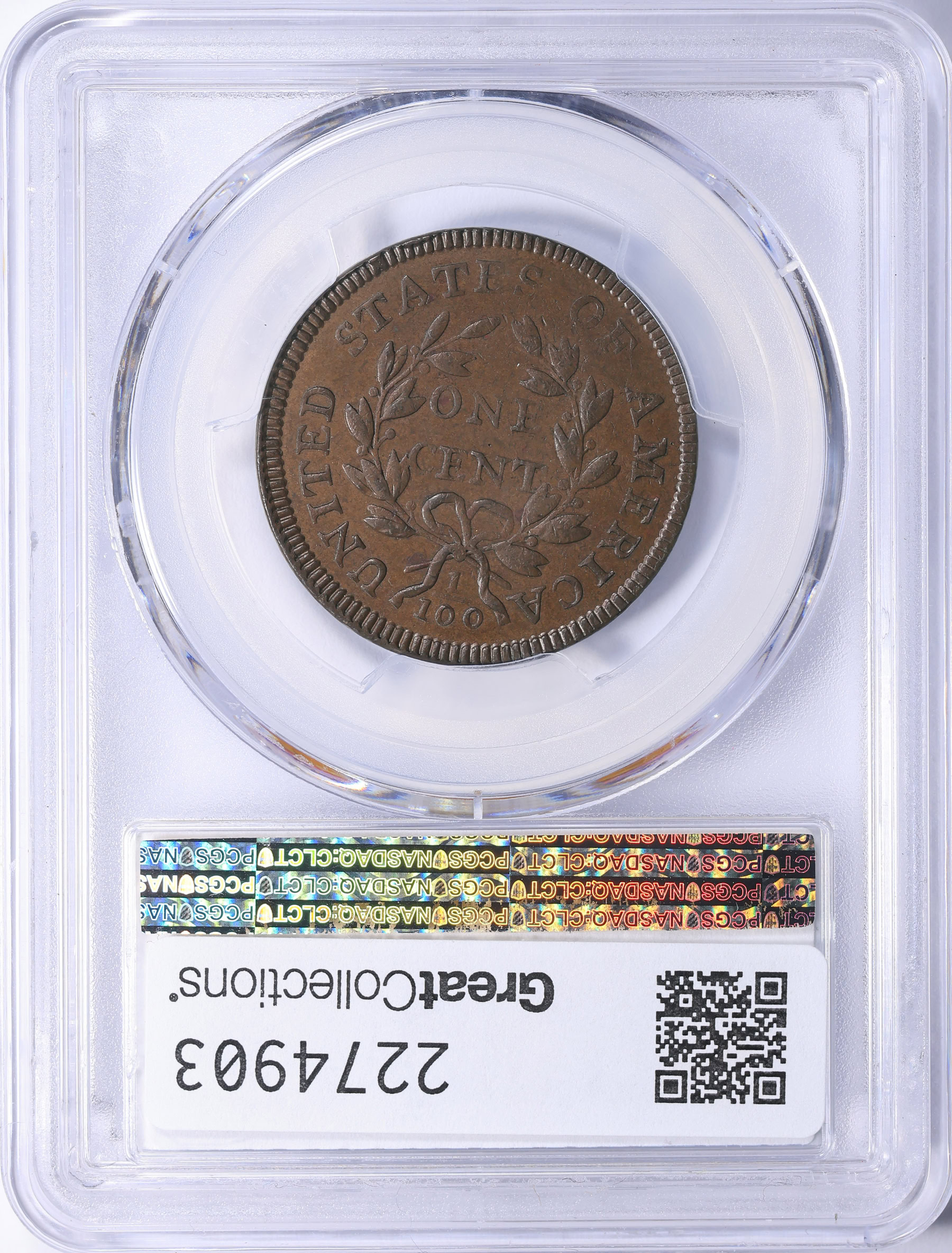 1796 Draped Bust Cent Reverse of 1797 Sheldon 119 PCGS MS-62 BN (COL ...