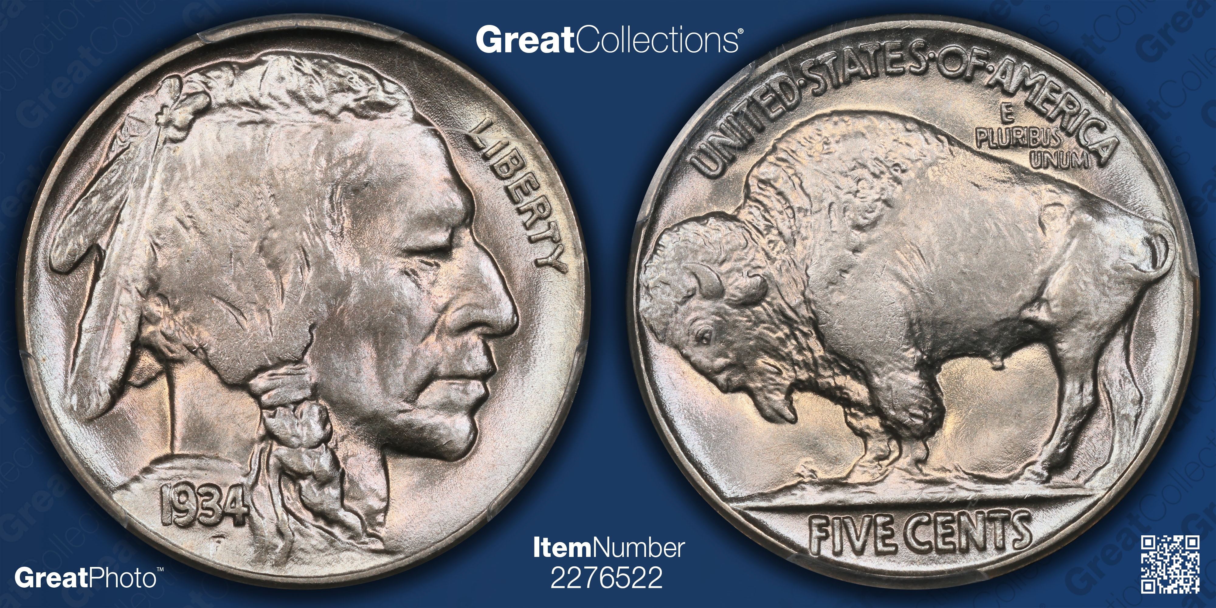 105 Coin 1934 Buffalo Nickel PCGS MS-67 (CAC Green) (Toned) (Item 2276522 ...