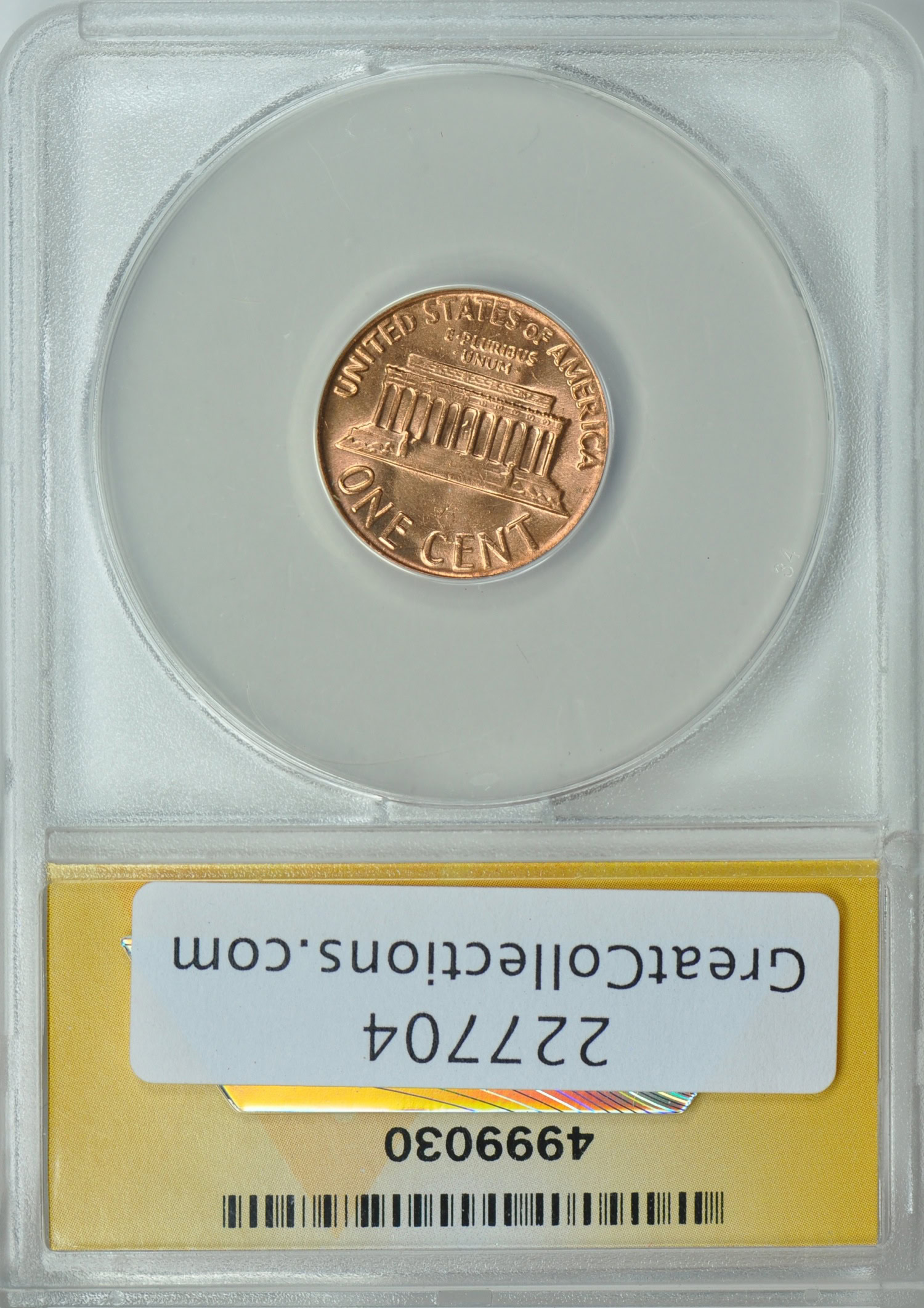 Mint Error 1970-D Lincoln Cent No FG Rotated Dies ANACS MS-63 RD