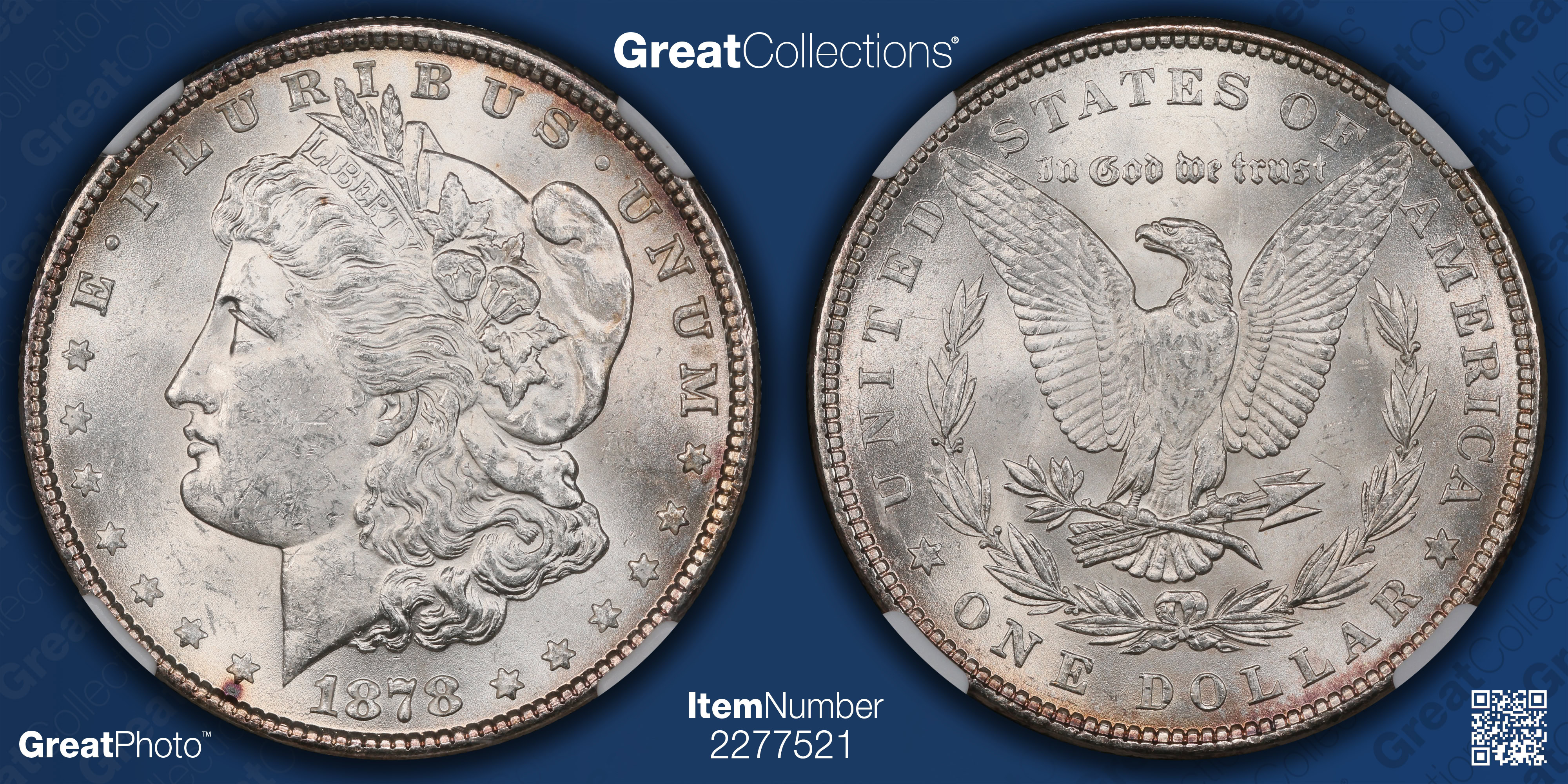 1878 7TF Morgan Silver Dollar Reverse of 1879 NGC MS-61 (Item