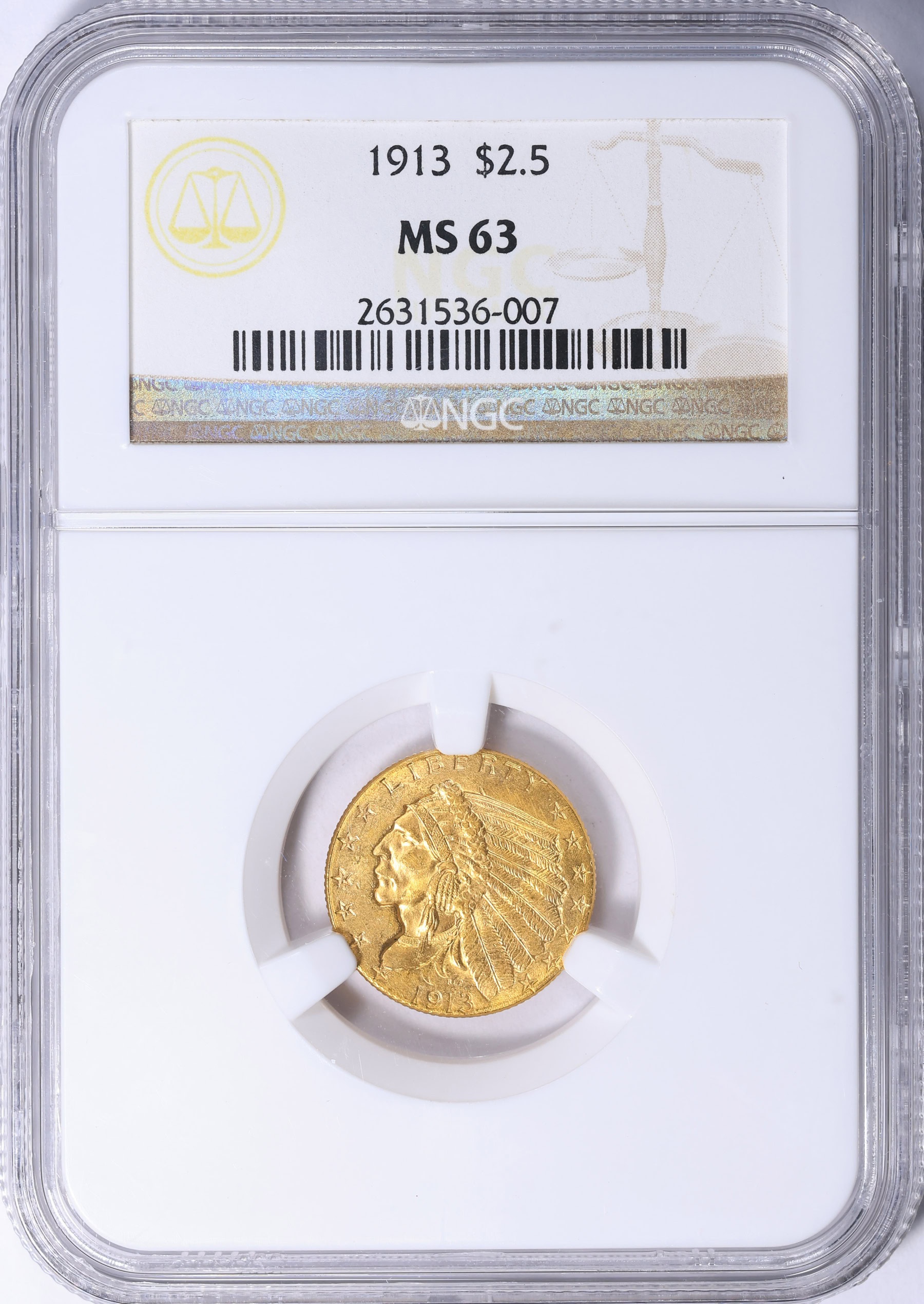 1913 Indian Gold Quarter Eagle NGC MS-63 (Item 2277704