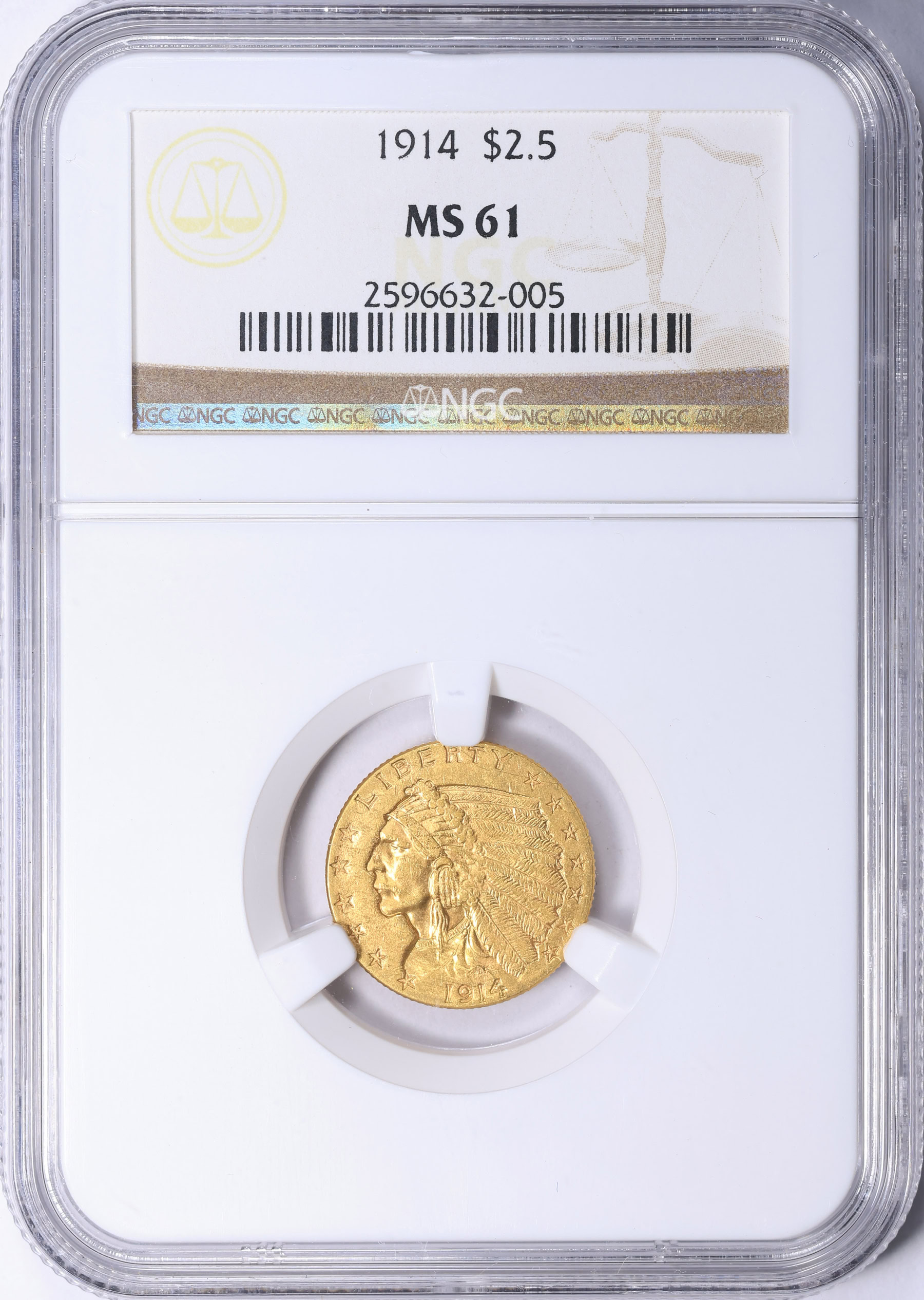 1914 Indian Gold Quarter Eagle NGC MS-61 (Item 2277705