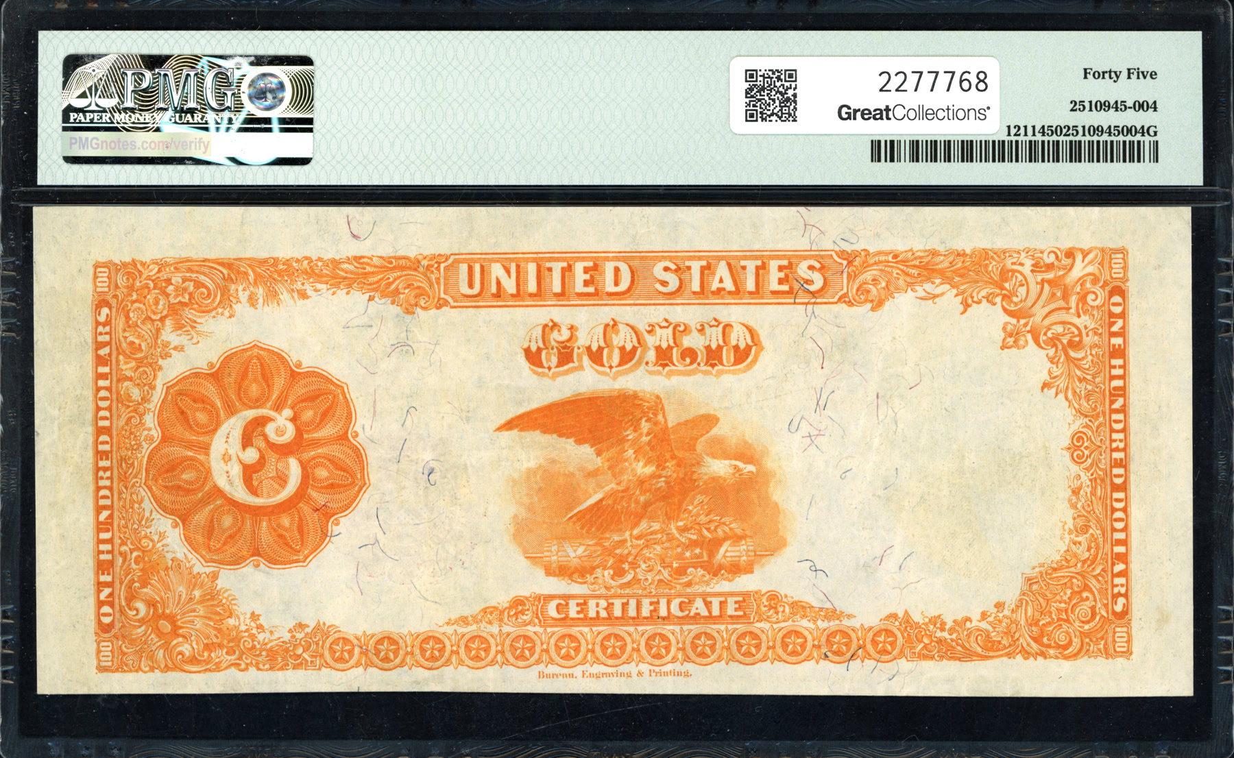Fr. 1211 1882 $100 Gold Certificate Note Napier / Thompson PMG Choice ...