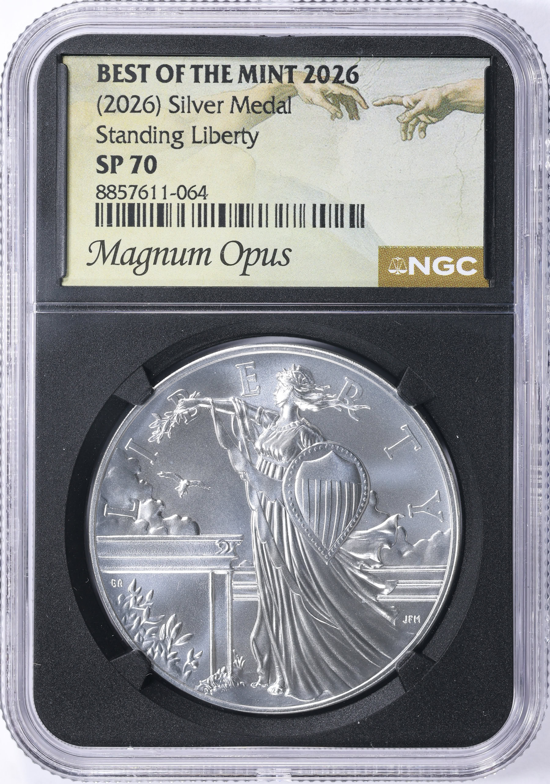 銀メダル オリンピック、ユニバーシアード、EXPO70 銀X4 銅X4 2026) Silver SemiQ Medal Standing Liberty NGC SP-70 (Magnum Opus