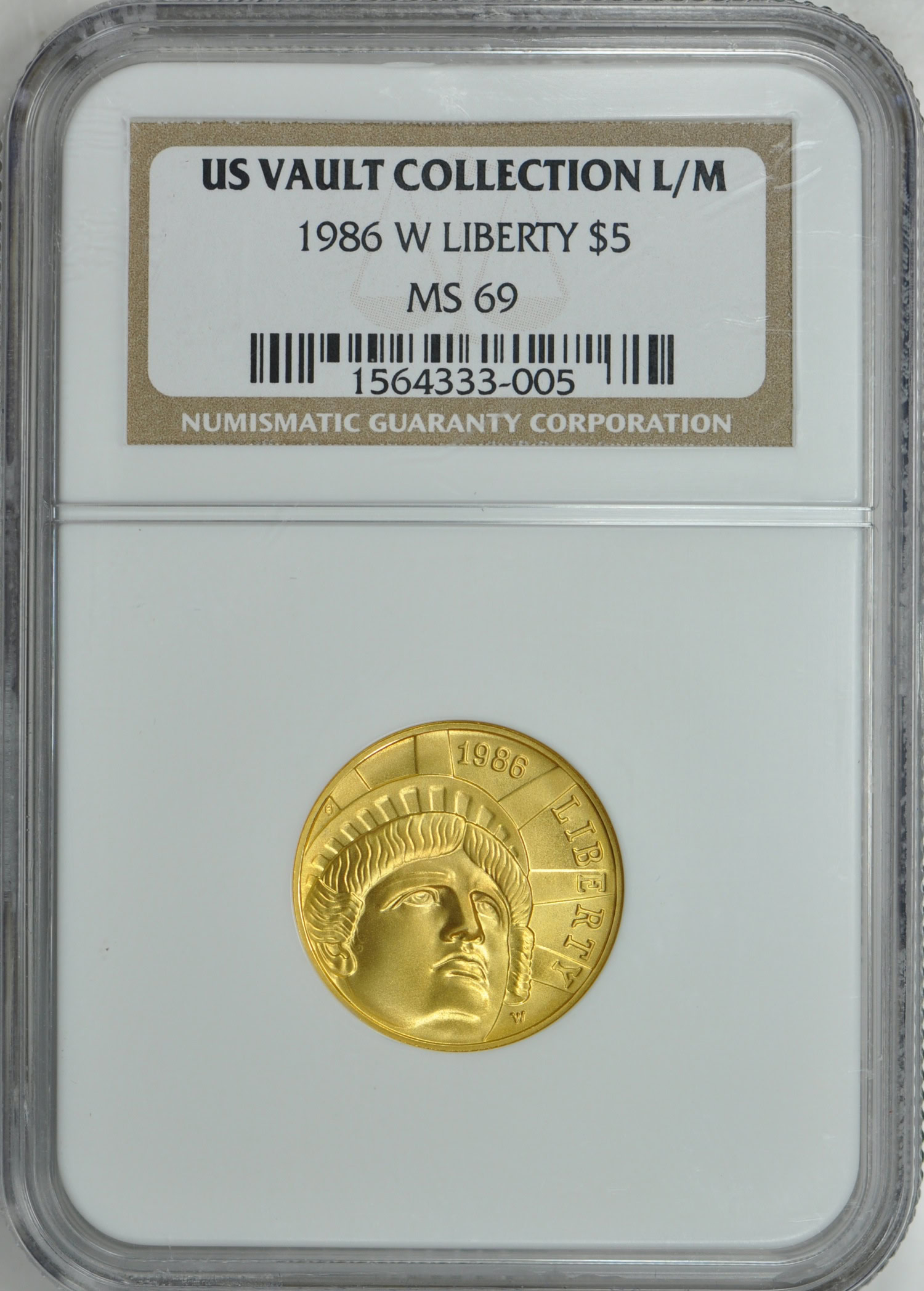 1986-W Statue of Liberty Centennial Gold $5 NGC MS-69 (US Vault