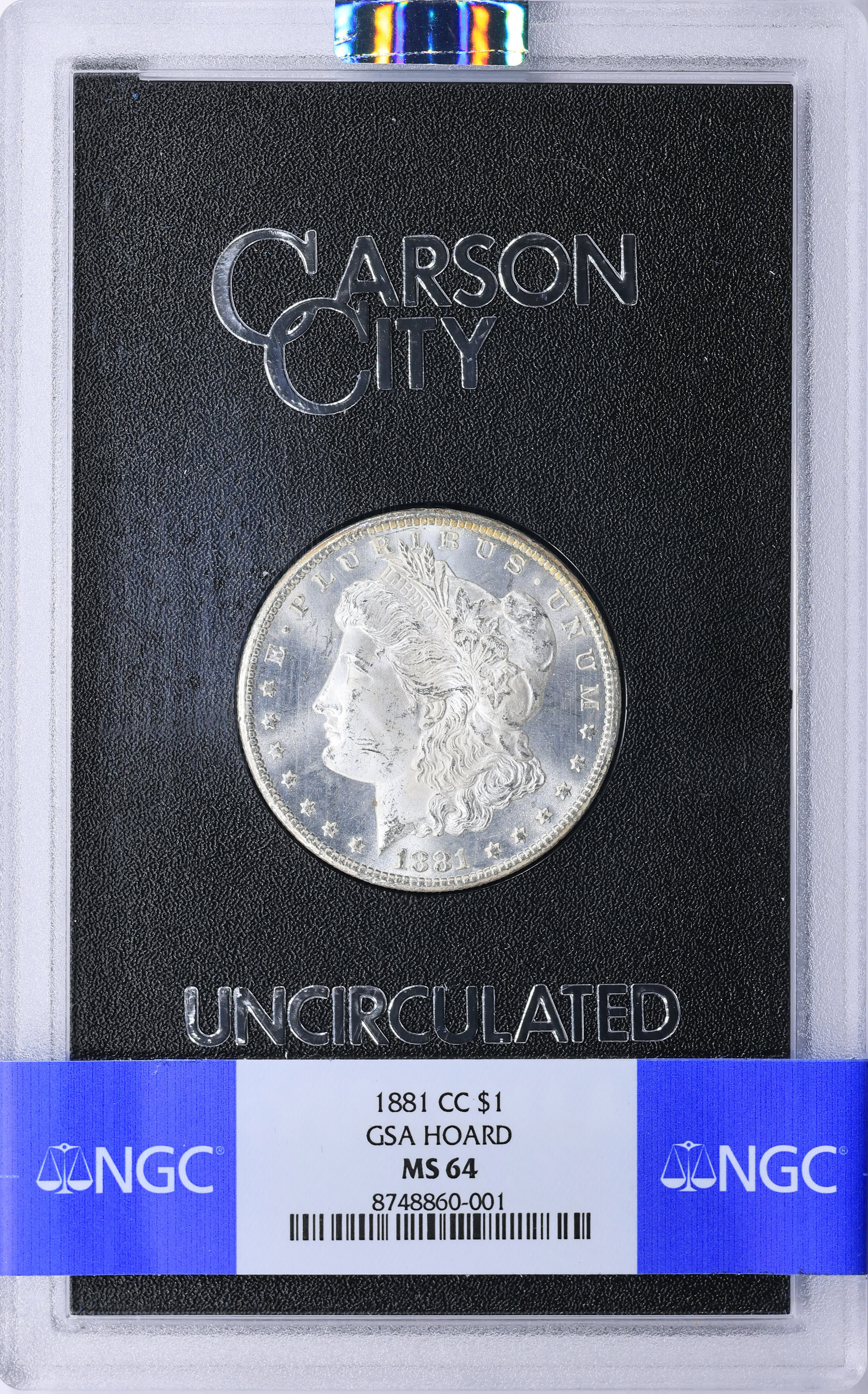 1881-CC Morgan Silver Dollar GSA Hoard NGC MS-64 (GSA Holder