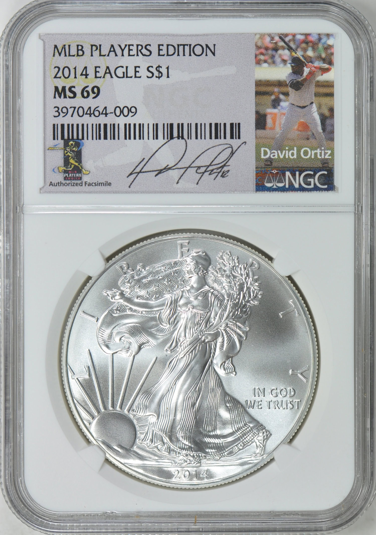 2014 $1 Silver Eagle MLB Players Edition NGC MS-69 (David Ortiz