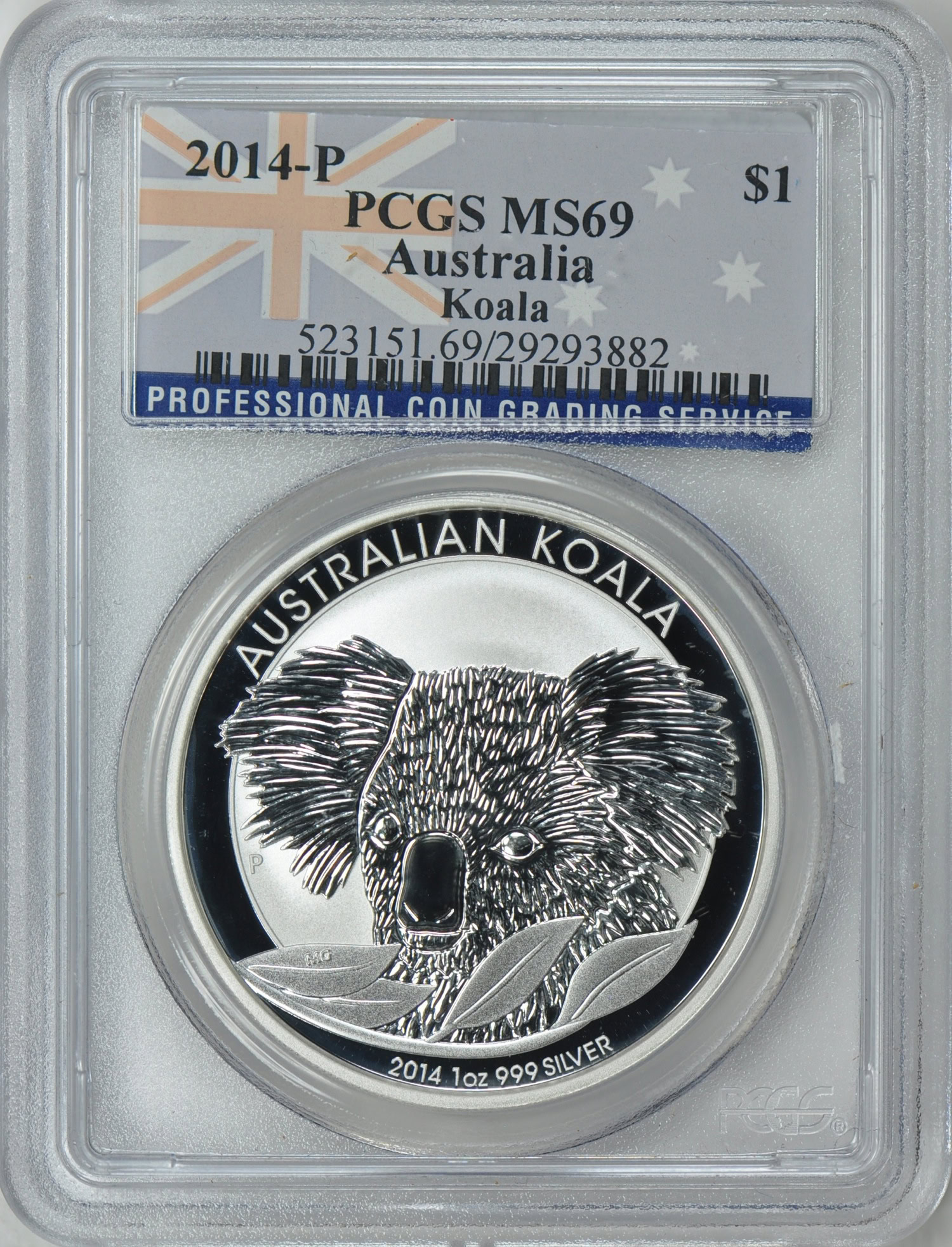 Australia 2014-P S$1 Silver Koala PCGS MS-69 (Item 242809