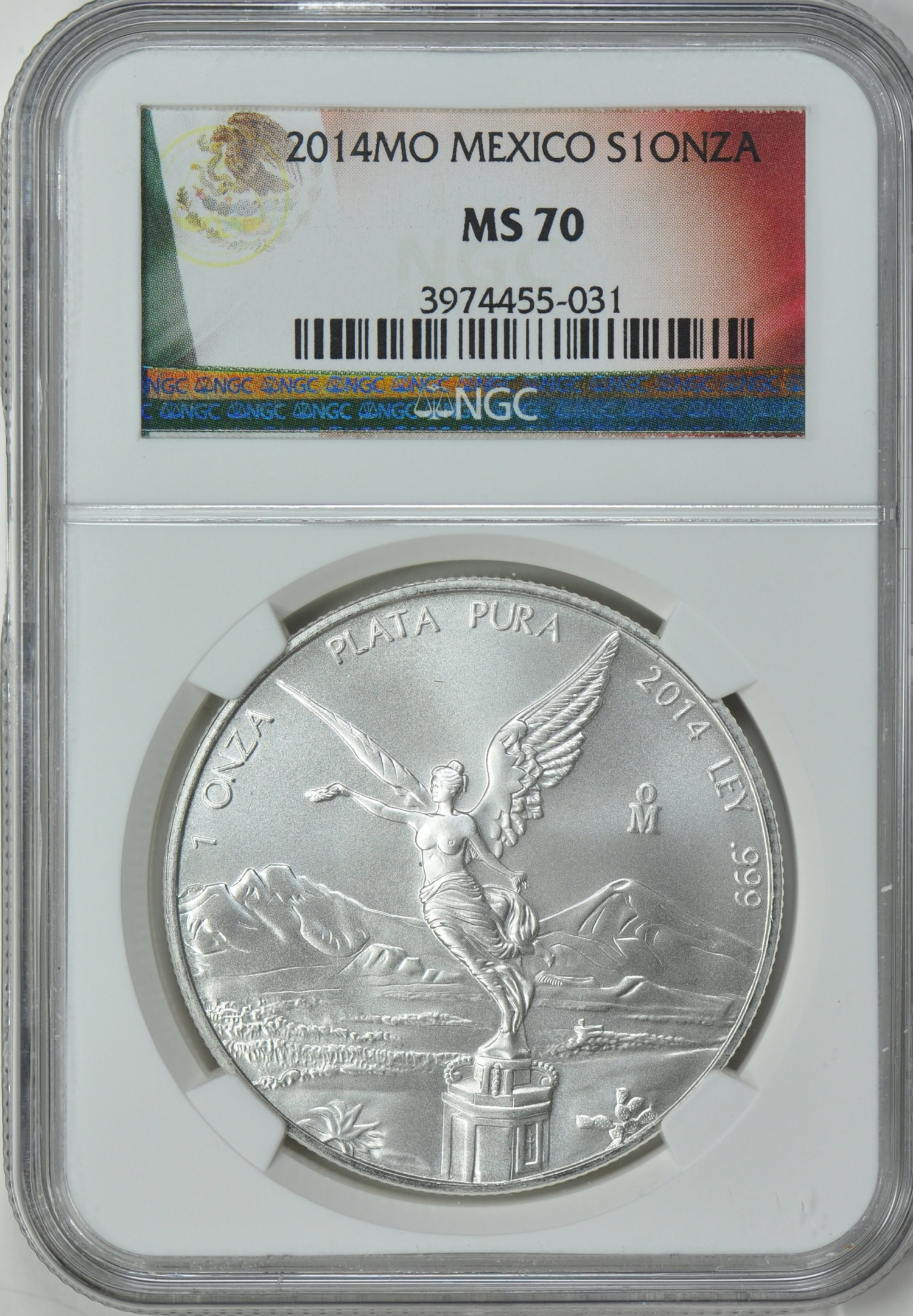 Mexico 2014-Mo Silver 1 Onza Libertad NGC MS-70 (Item 242825