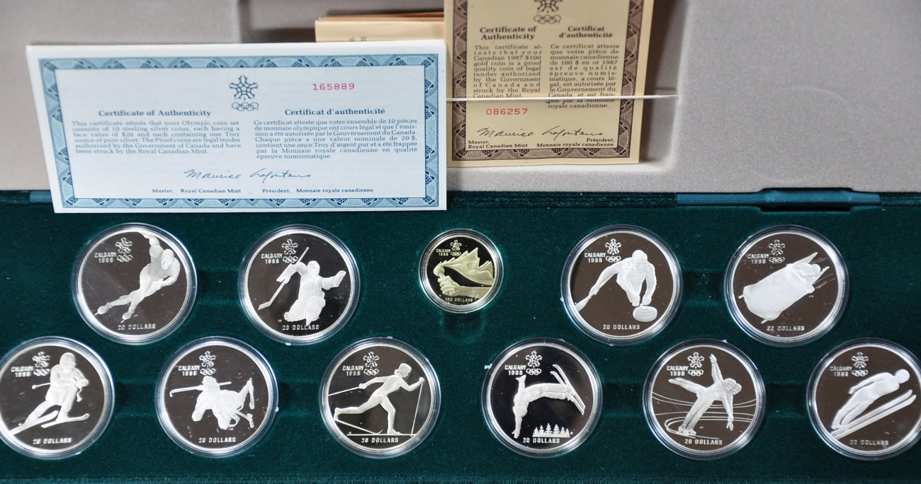 Canada 1988 Calgary Winter Olympics Silver and Gold Set in