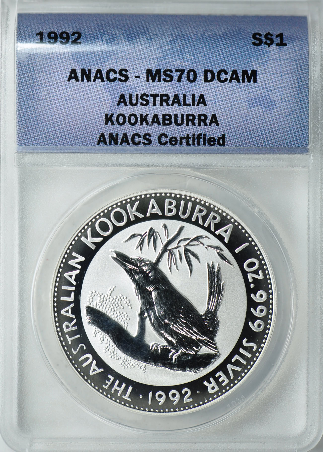 7月限定価格！Feather and Brush：オーストラリア鳥類芸術300年 Australia 1992 S$1 SIlver Kookaburra ANACS MS-70 DCAM (Item 24994