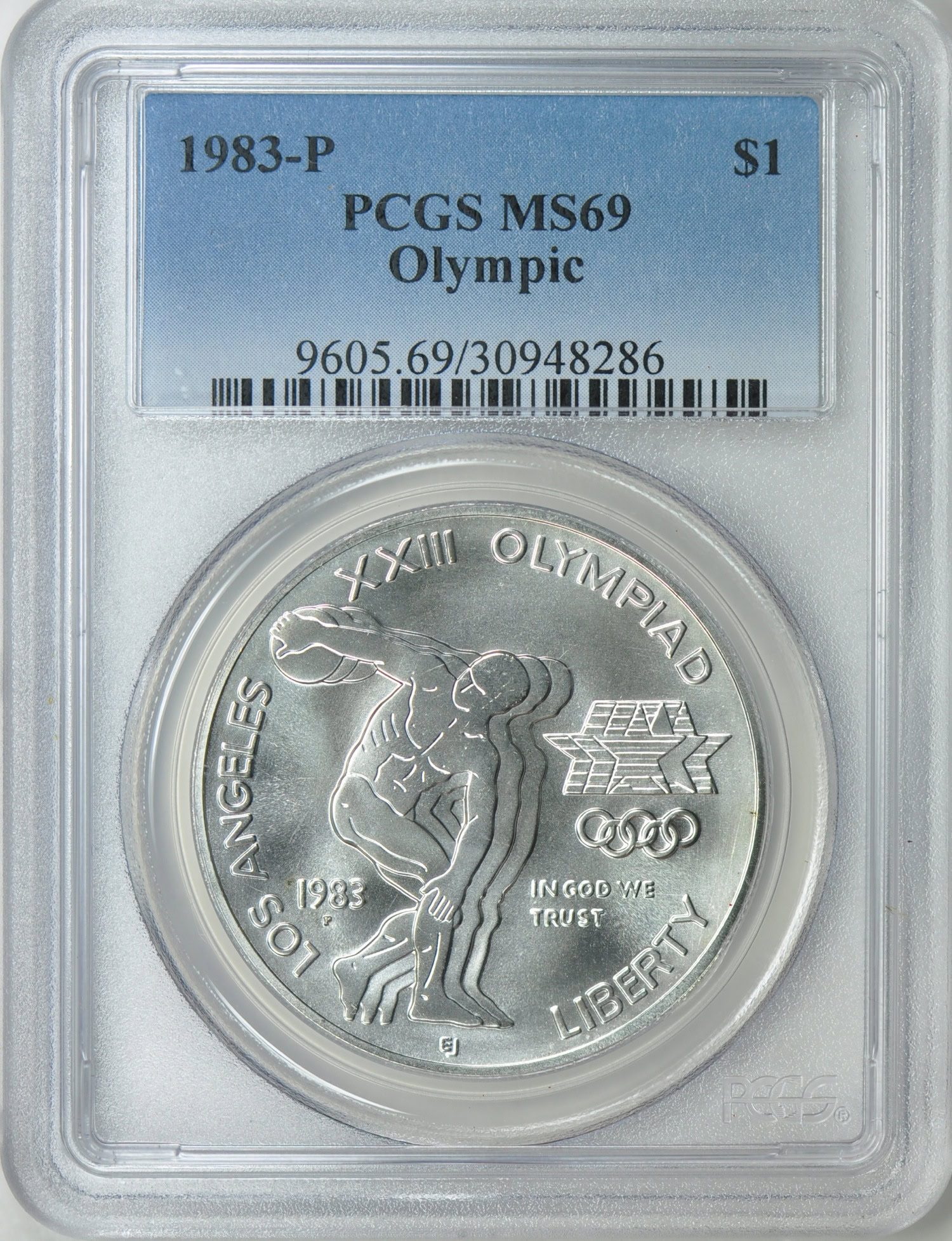 1983-P Los Angeles XXIII Olympiad Discus Thrower Silver Dollar