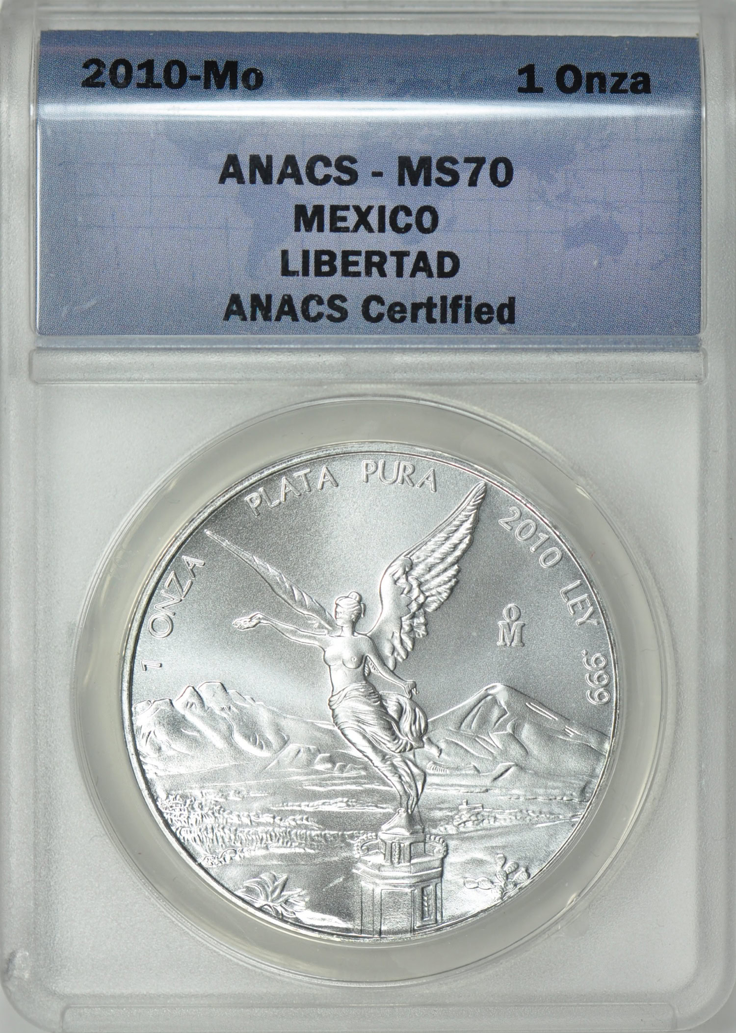 Mexico 2010-Mo Silver 1 Onza Libertad ANACS MS-70 (Item 257124