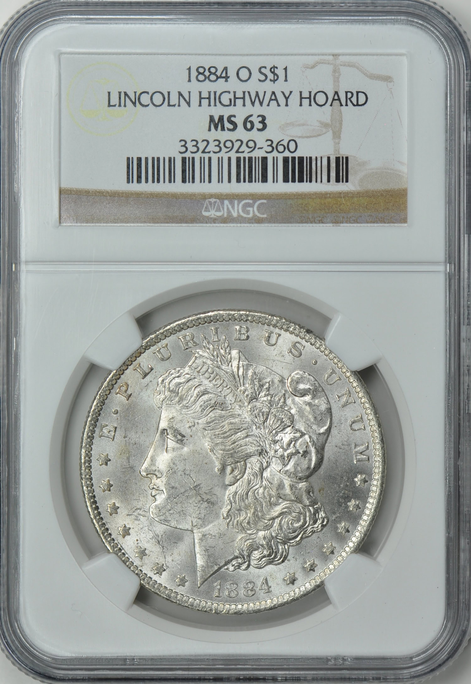 1884-O Morgan Silver Dollar NGC MS-63 (Lincoln Highway Hoard 1884-O Morgan Silver Dollar NGC MS-63 (Lincoln Highway Hoard
